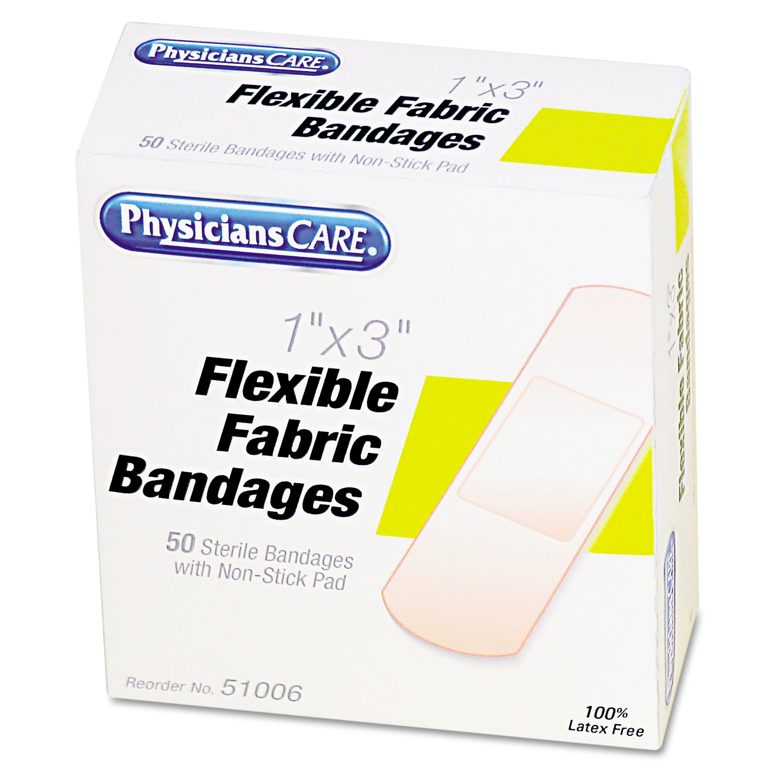 First Aid Fabric Bandages, 1 x 3, 50/Box