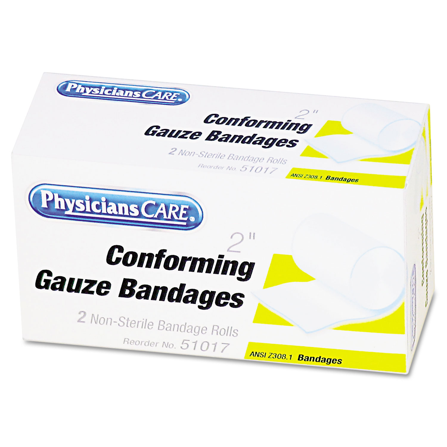  PhysiciansCare by First Aid Only 51017-001 First Aid Conforming Gauze Bandage, 2 wide, 2 Rolls/Box (FAO51017) 