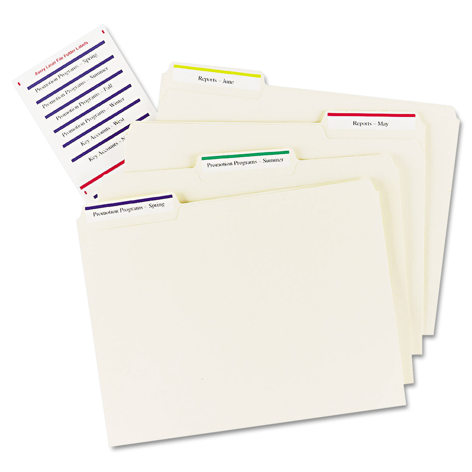 File Folder Labels on Mini Sheets, 2/3 x 3 7/16, Assorted, 300/Pack