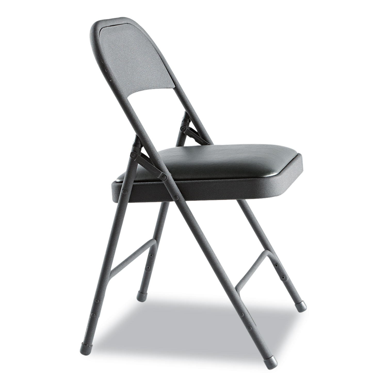 Steel Folding Chair with Two-Brace Support, Padded Seat, Graphite, 4/Carton