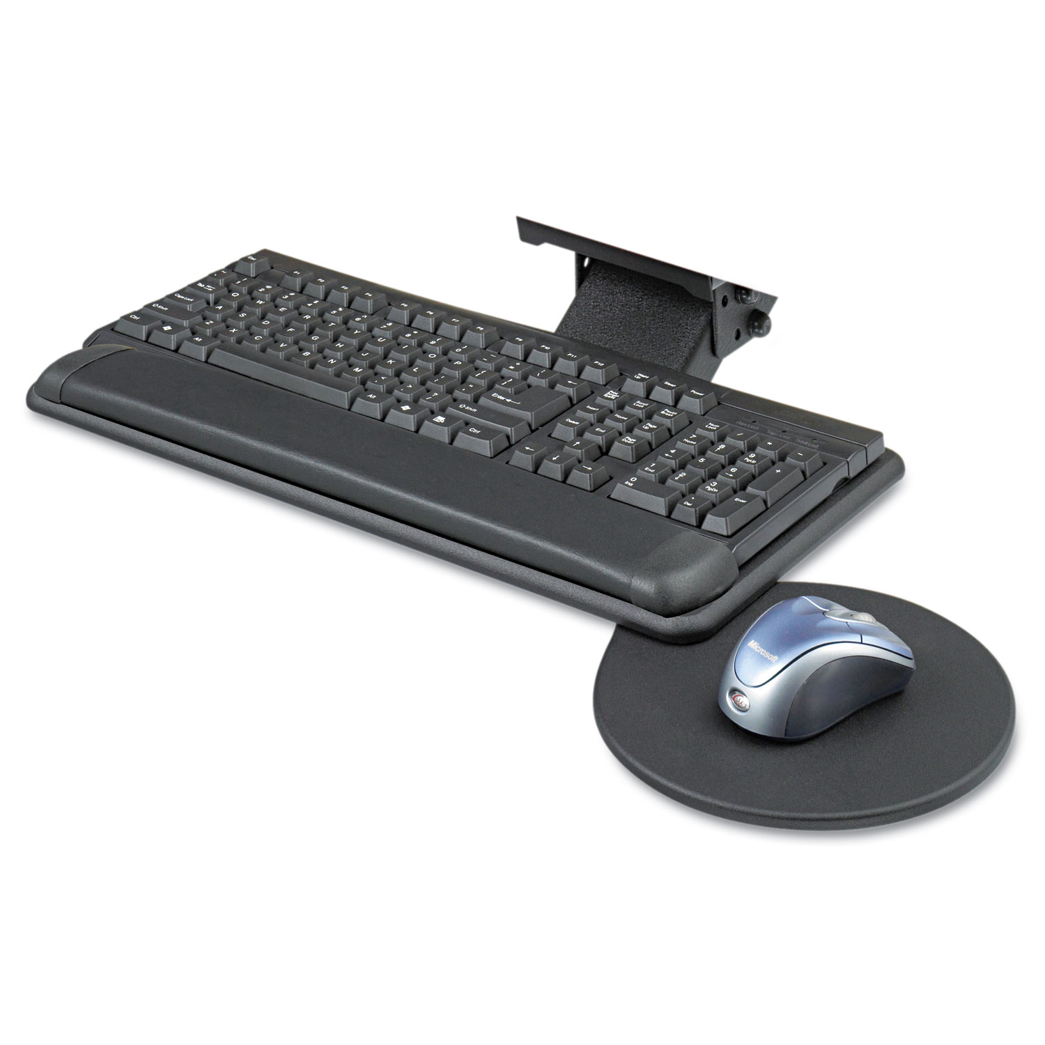 Adjustable Keyboard Platform with Swivel Mouse Tray, 18-1/2w x 9-1/2d, Black