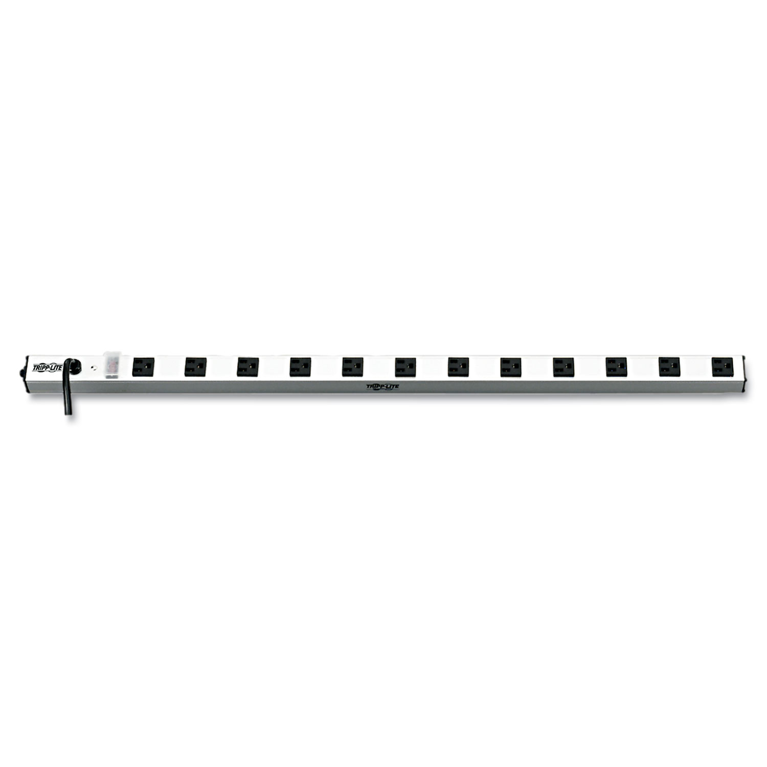 Vertical Power Strip, 12 Outlets, 1 1/2 x 36 x 1 1/2, 15 ft Cord, Silver