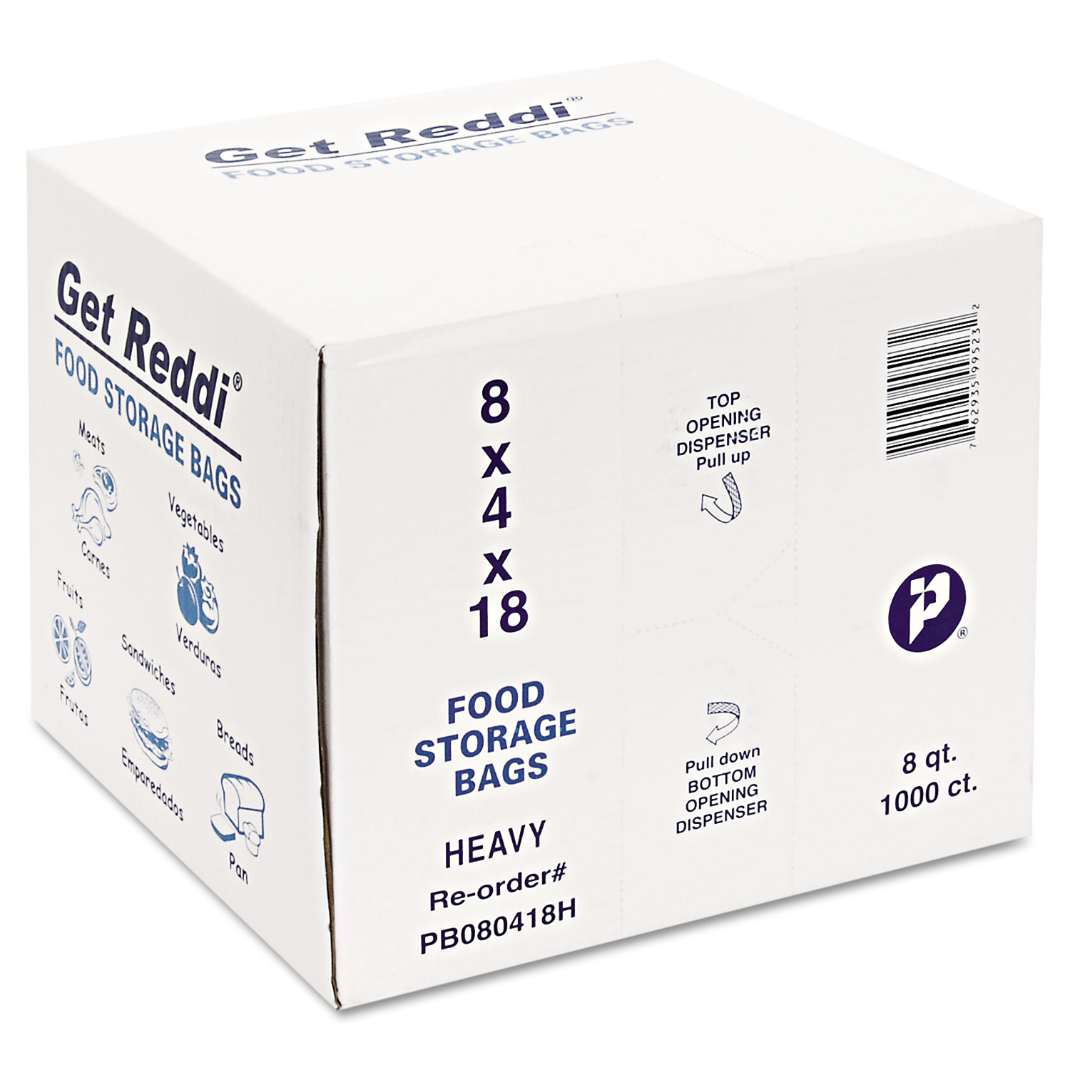 Get Reddi Food & Poly Bag, 8 x 4 x 18, 8-Quart, 1.00 Mil, Clear, 1000/Carton