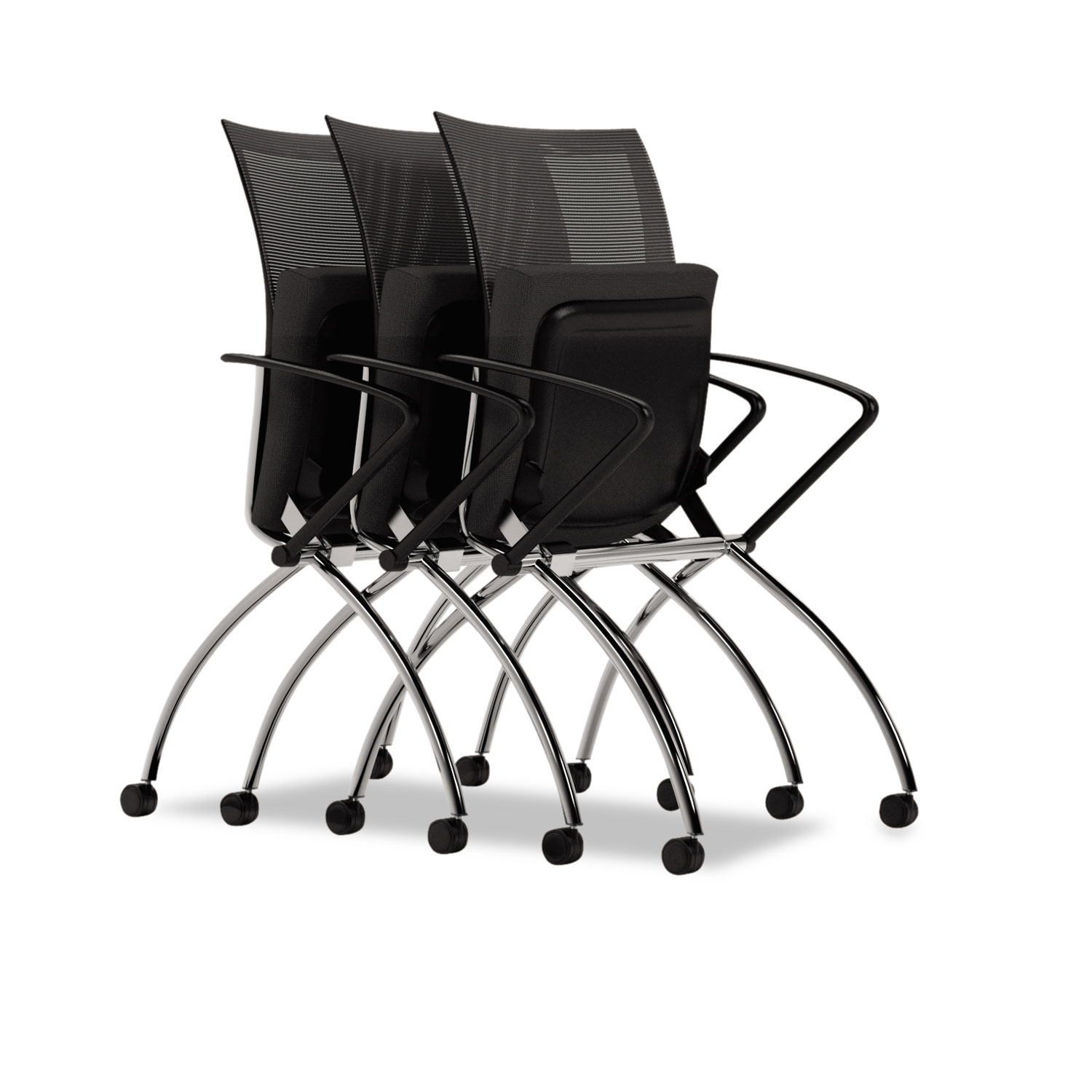 Valoré Training Series High-Back Nesting Chair, Mesh/Fabric, Black, 2/Carton