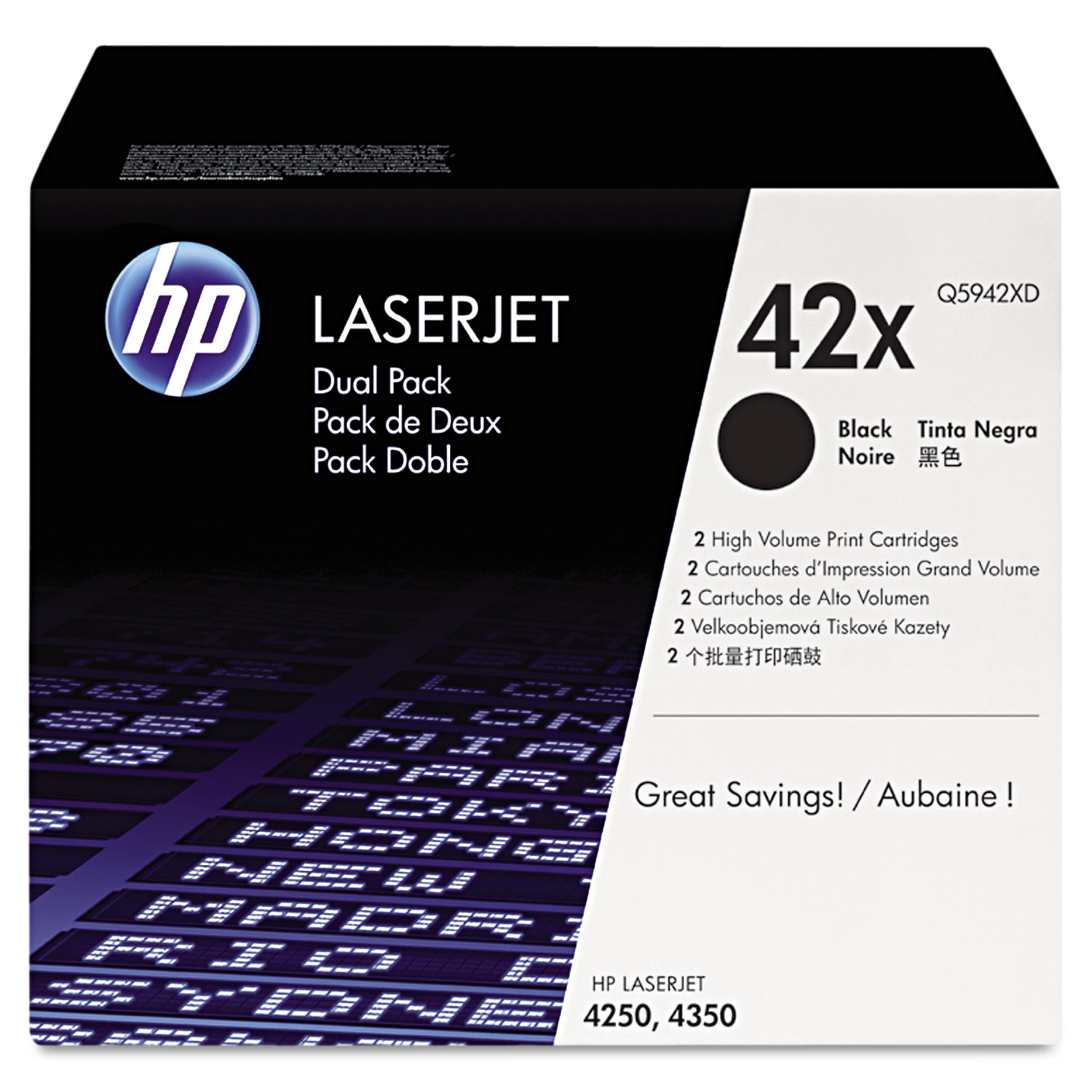  HP Q5942XD HP 42X, (Q5942X-D) 2-pack High Yield Black Original LaserJet Toner Cartridges (HEWQ5942XD) 