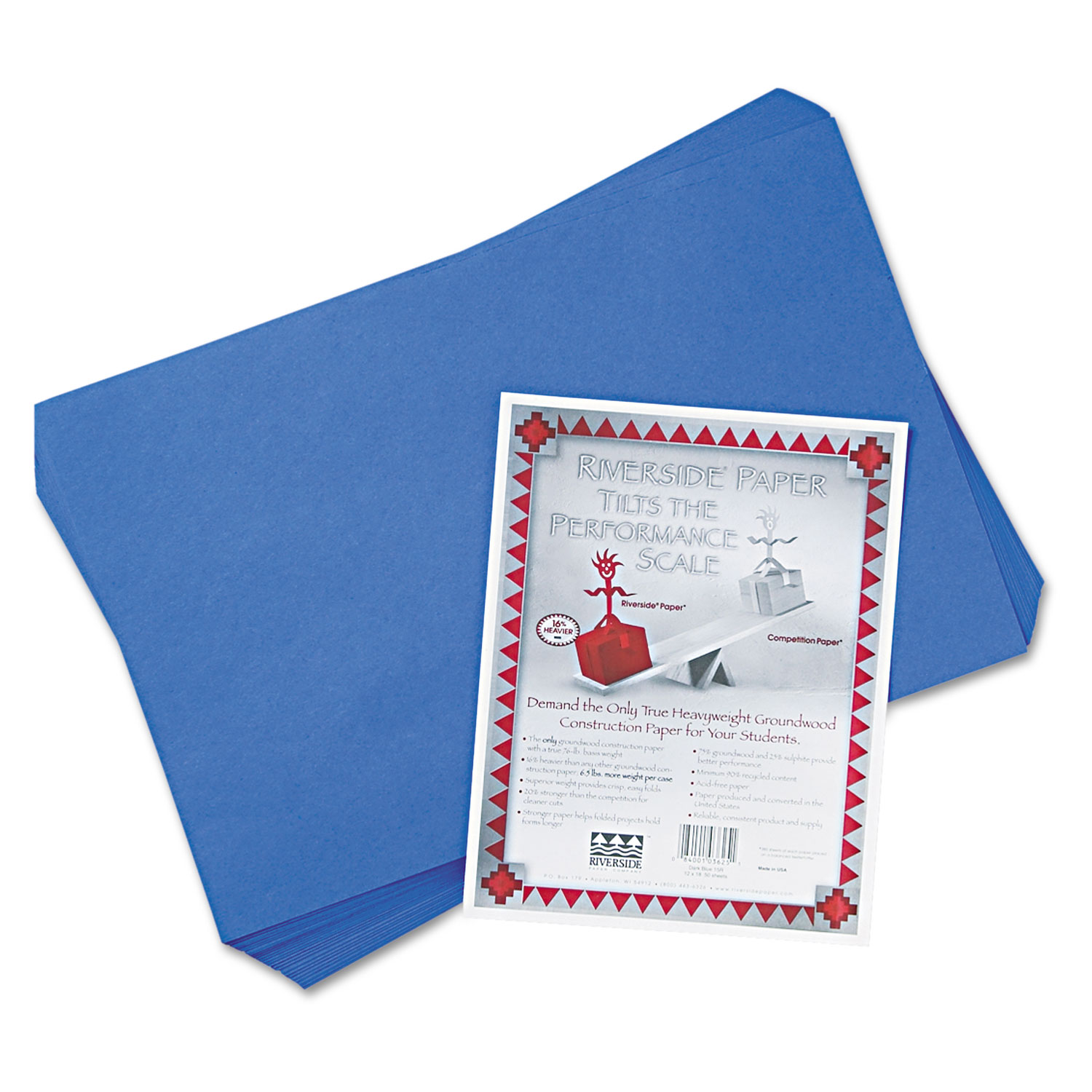  Pacon 103625 Riverside Construction Paper, 76lb, 12 x 18, Dark Blue, 50/Pack (PAC103625) 