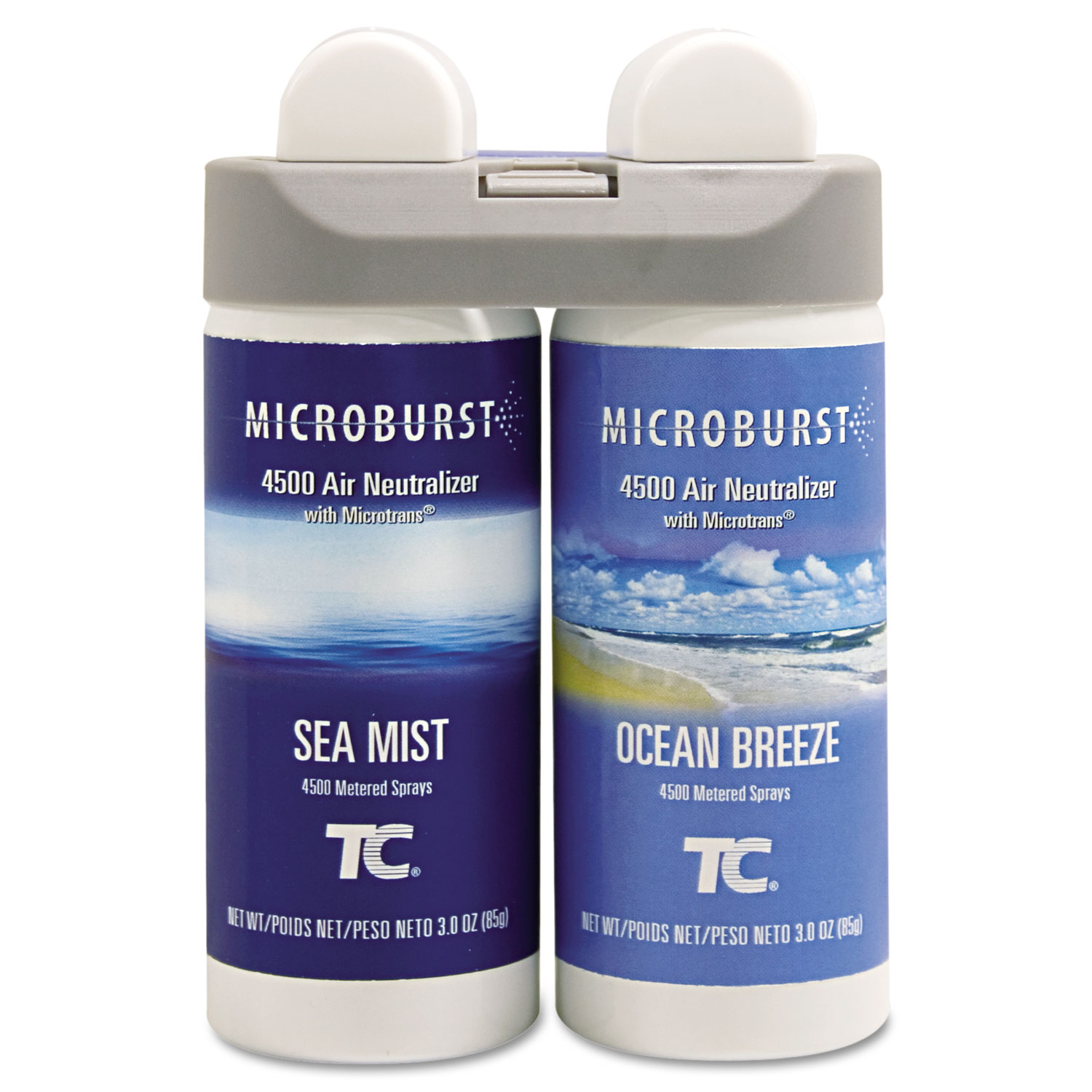  Rubbermaid Commercial 3485951 Microburst Duet Refills, Sea Mist/Ocean Breeze, 3 oz, 4/Carton (RCP3485951) 