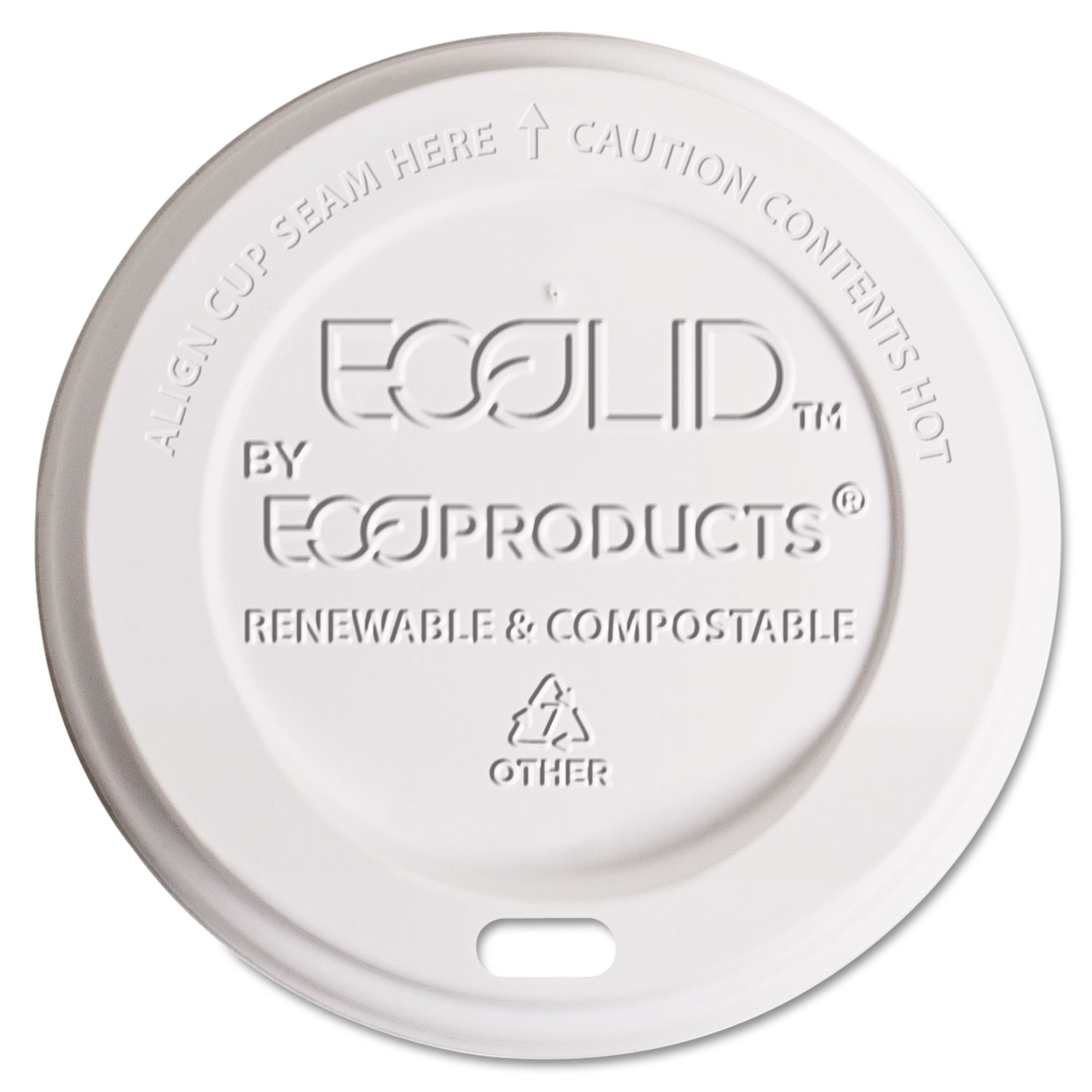 EcoLid Renewable & Compost Hot Cup Lids, Fits 10-20oz Hot Cups, 50/PK, 16 PK/CT