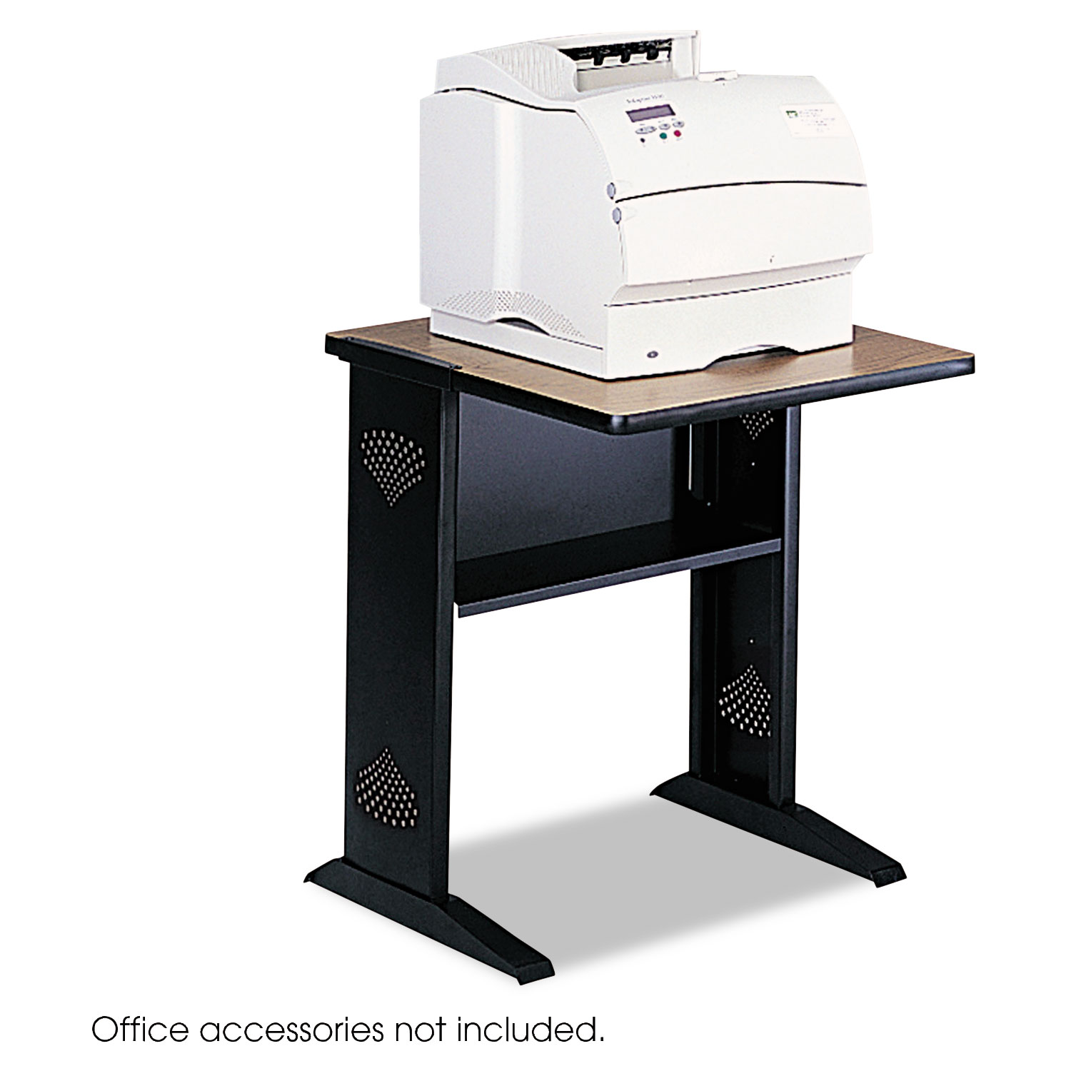  Safco 1934 Fax/Printer Stand w/Reversible Top, 23.5w x 28d x 30h, Medium Oak/Black (SAF1934) 