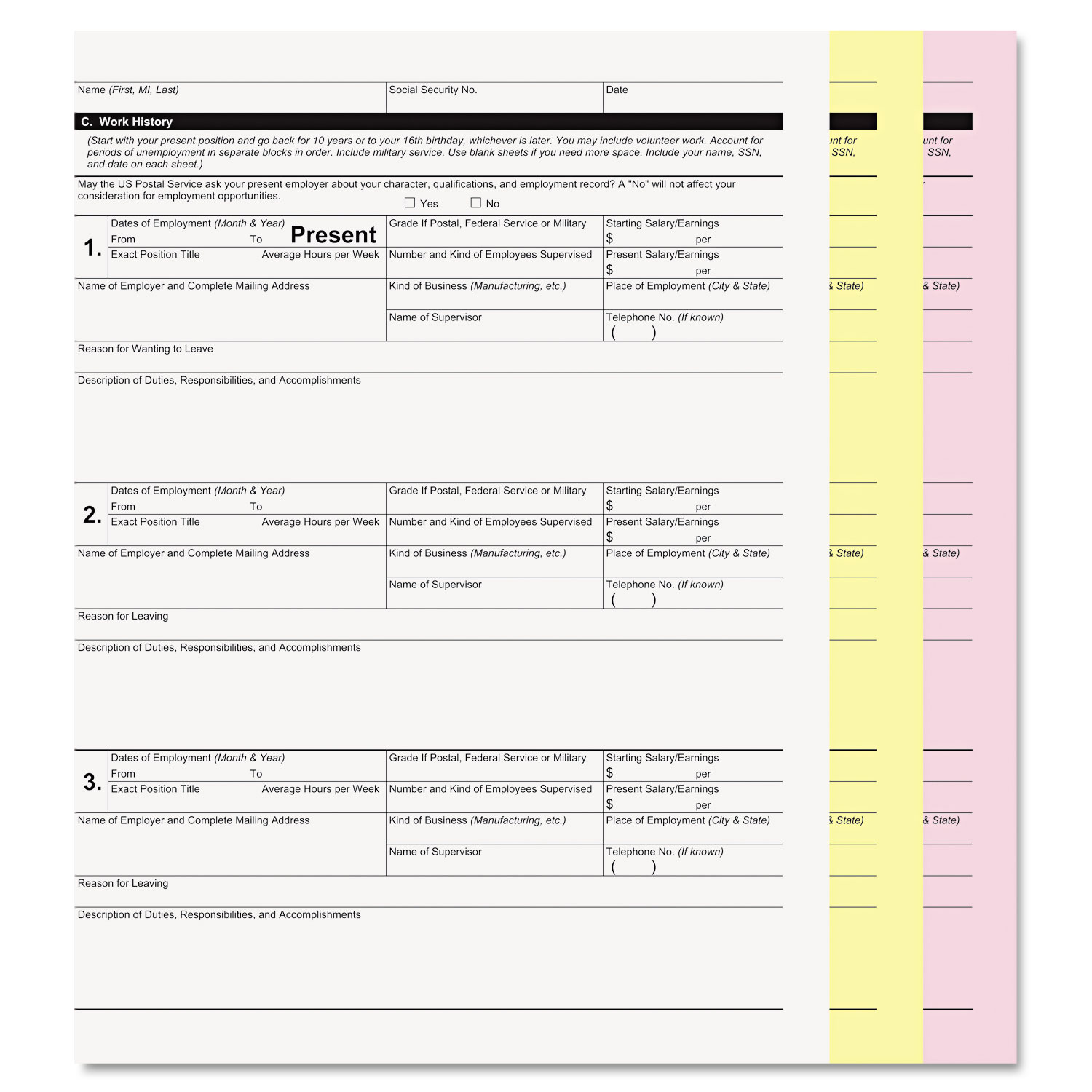 3 Part Collated White/Canary/Pink Laser Invoice Printer Paper