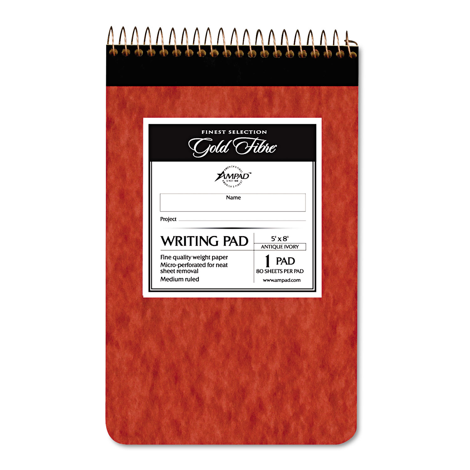 Gold Fibre Retro Wirebound Writing Pad, College/Medium, 5 x 8, Ivory, 80 Sheets