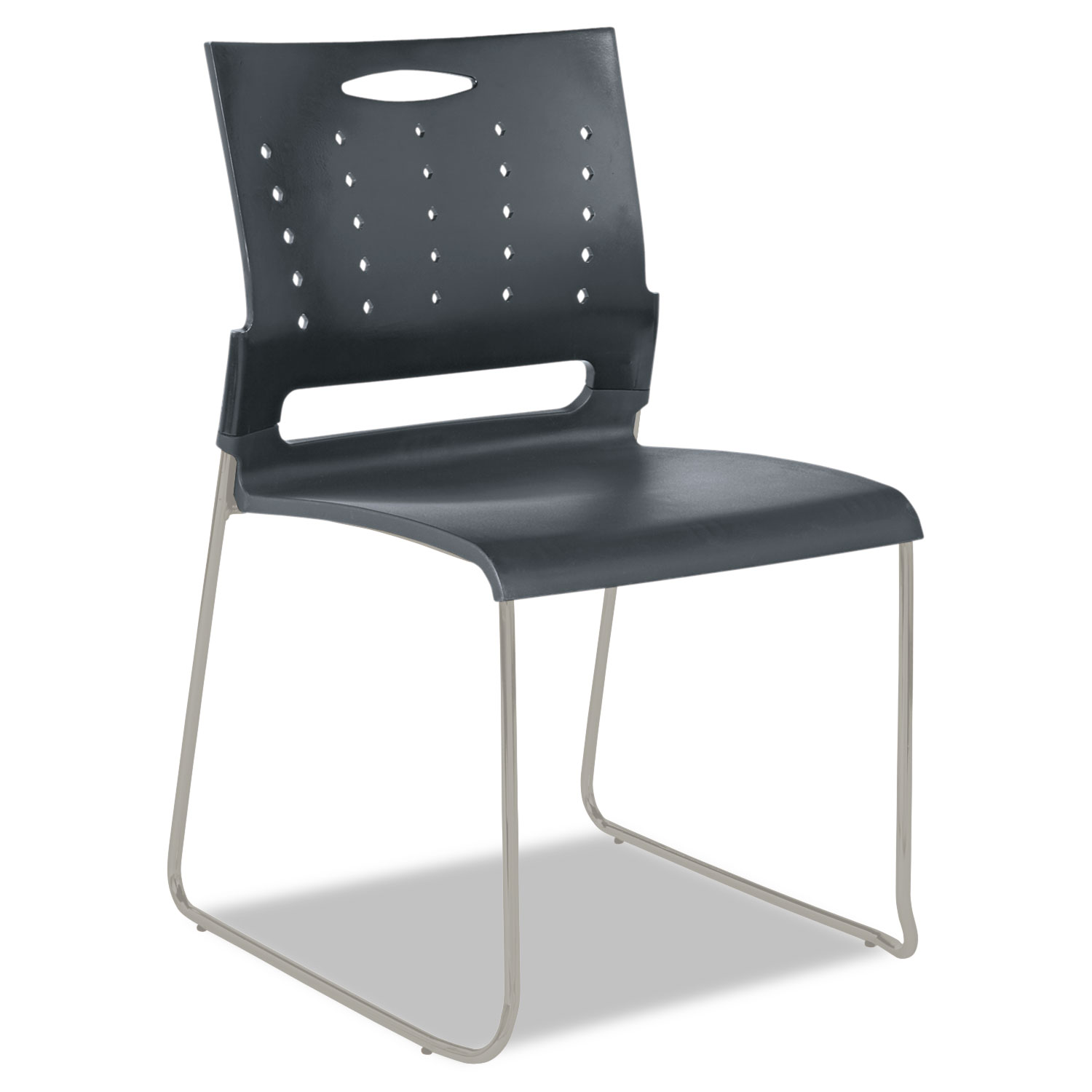 Alera Continental Series Perforated Back Stacking Chairs, Charcoal Gray, 4/CT