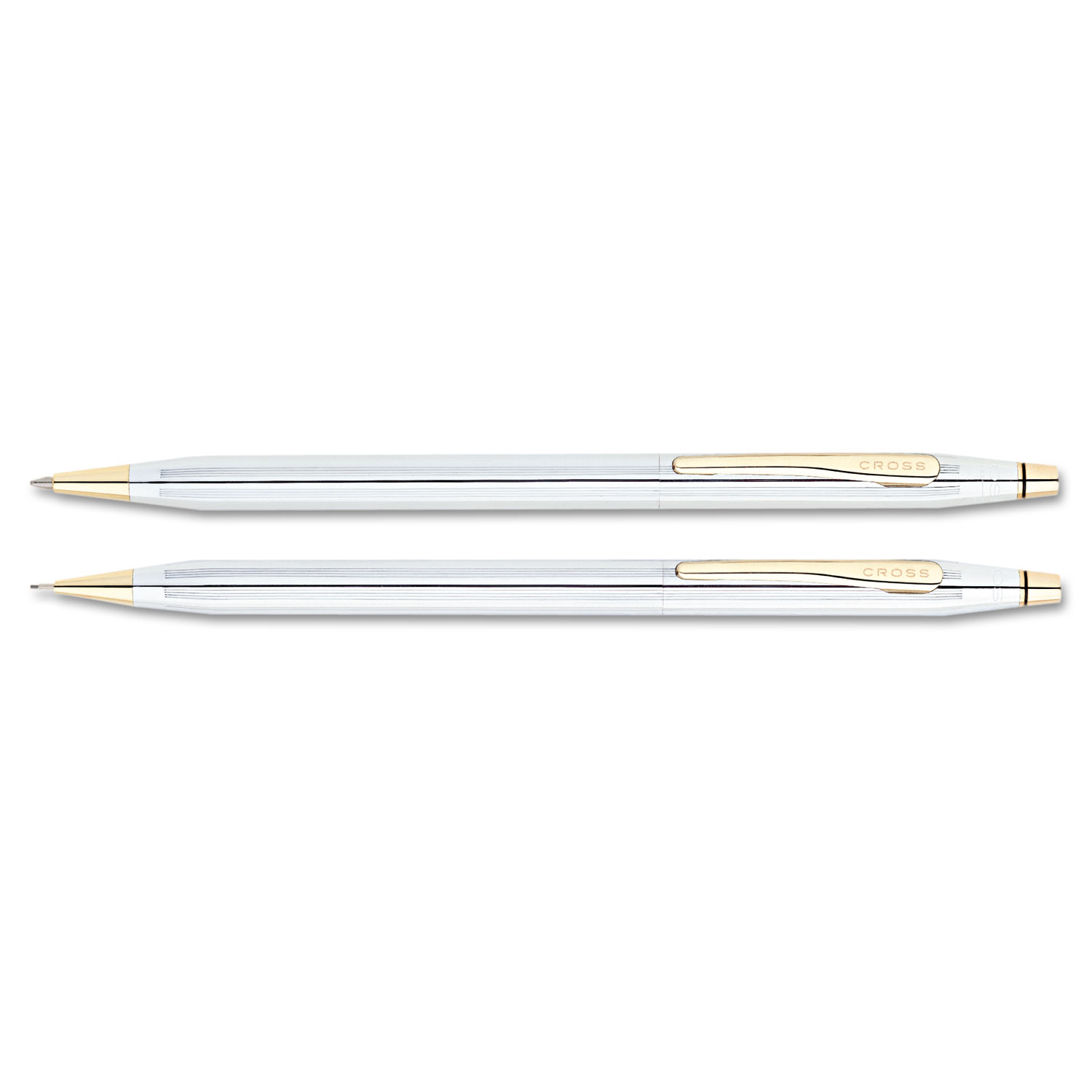 Classic Century Ballpoint Pen & Pencil Set, Chrome/23kt. Gold Plate