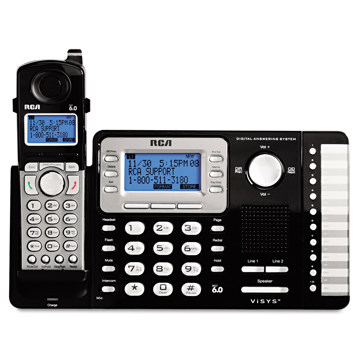  RCA 25252 ViSYS Cordless Expandable Phone/Ans System, 2 Lines, 1 Handset (RCA25252) 