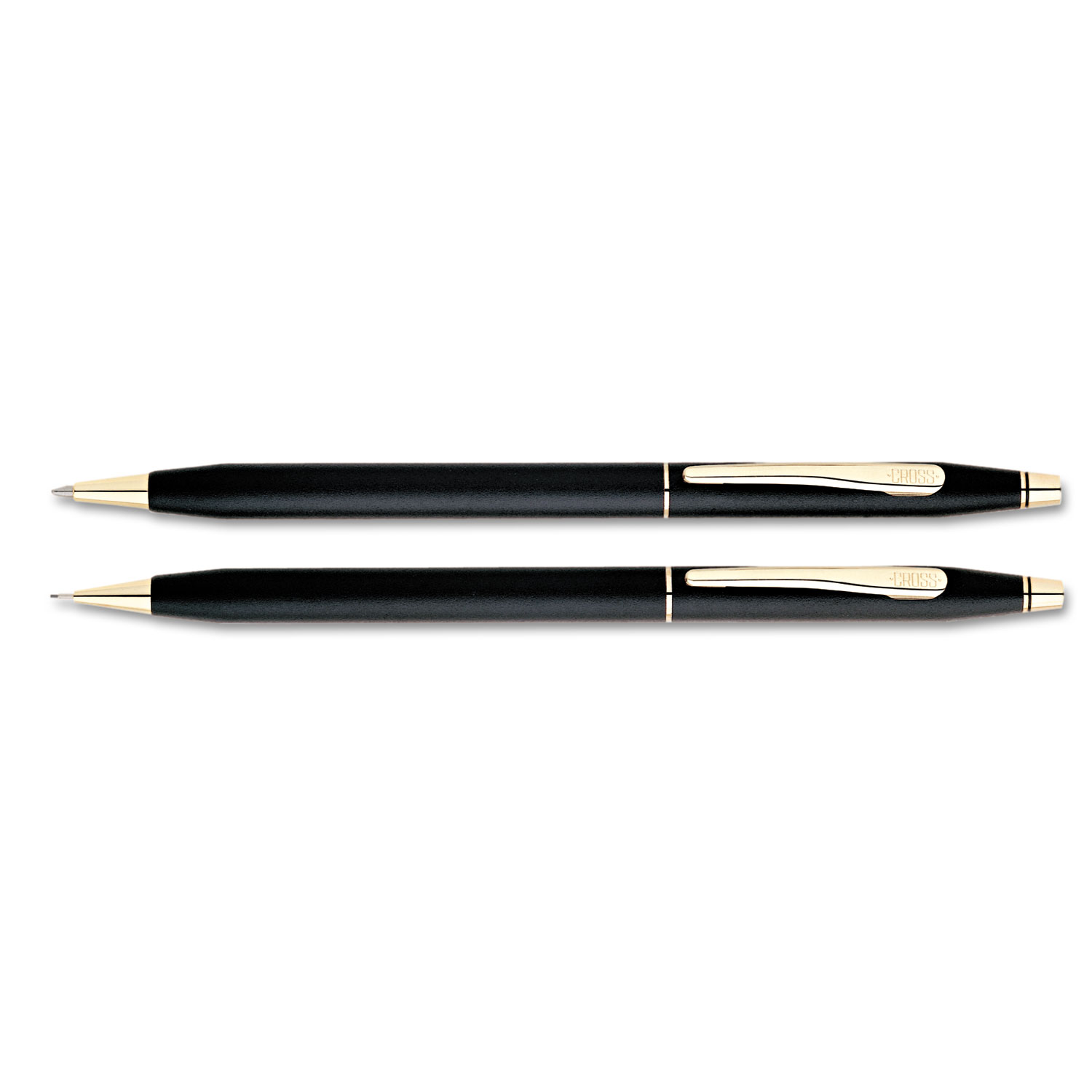  Cross 250105 Classic Century Ballpoint Pen and Pencil Set, Medium Black Pen, Black HB Pencil, Black/Gold Barrel (CRO250105) 
