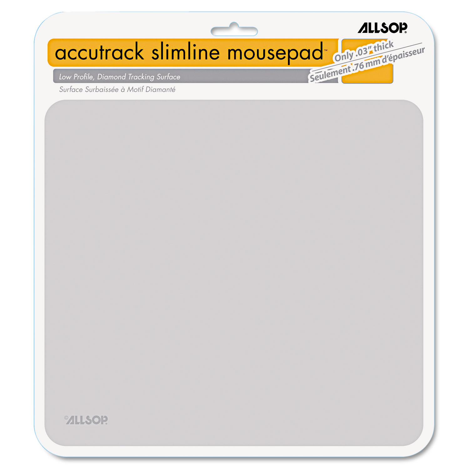 Accutrack Slimline Mouse Pad, Silver, 8 3/4 x 8