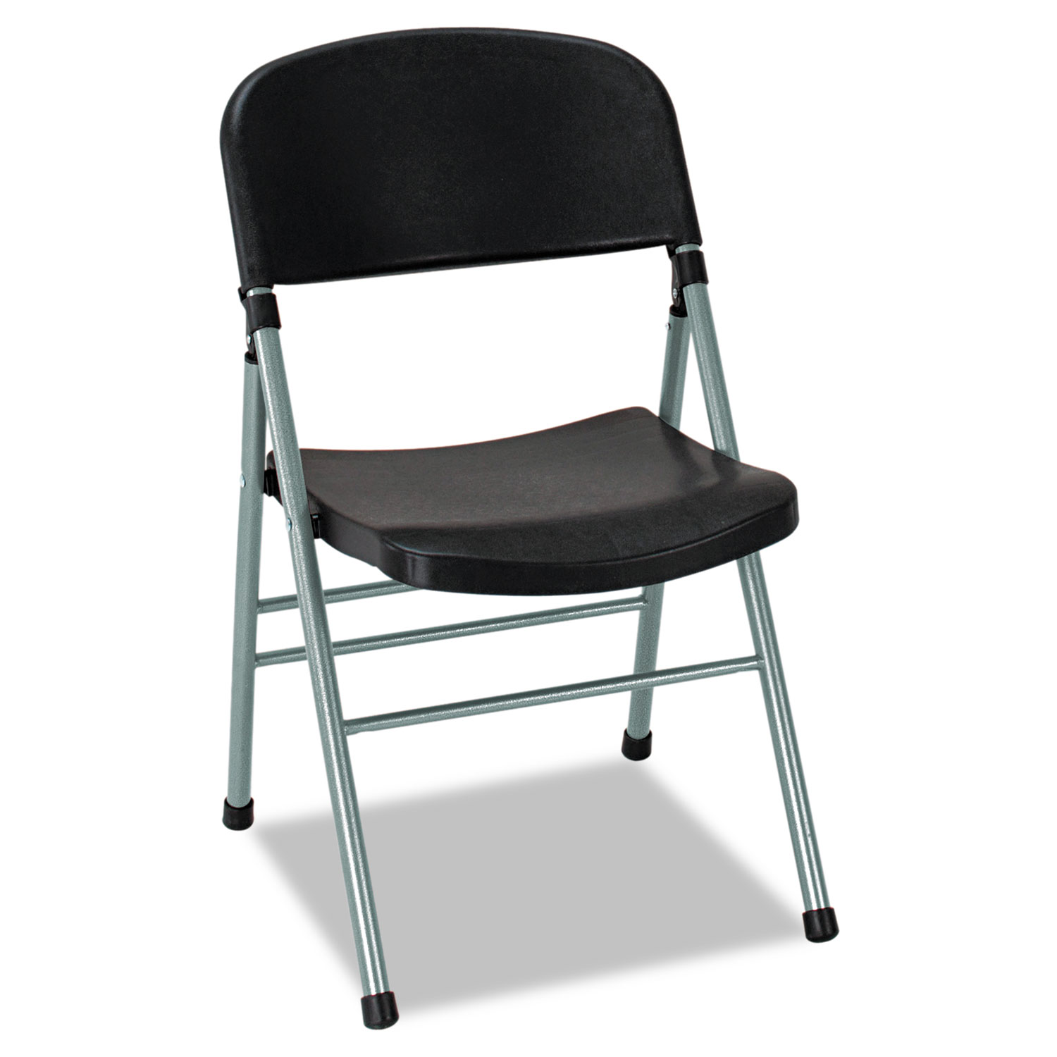 Endura Series Molded Folding Chair, Platinum Frame/Black Back/Seat, 4/Carton
