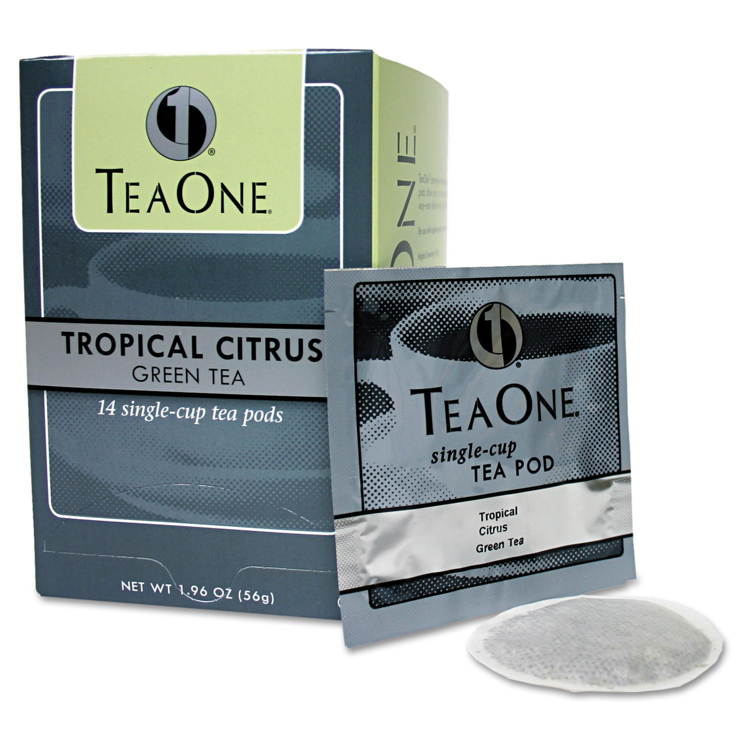  Tea One 39820706141 Tea Pods, Tropical Citrus Green, 14/Box (JAV20700) 