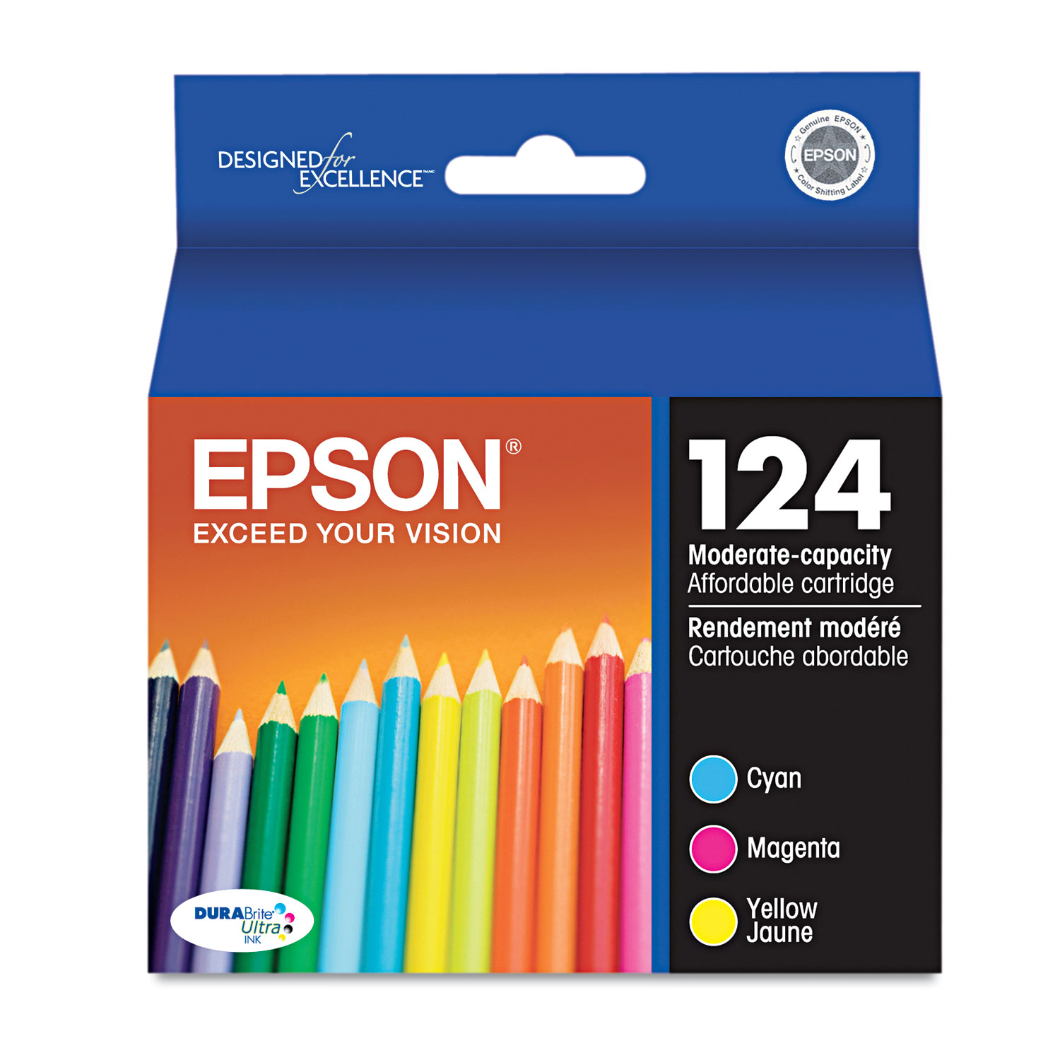  Epson T124520-S T124520S (124) DURABrite Ultra Ink, Cyan; Magenta; Yellow (EPST124520S) 