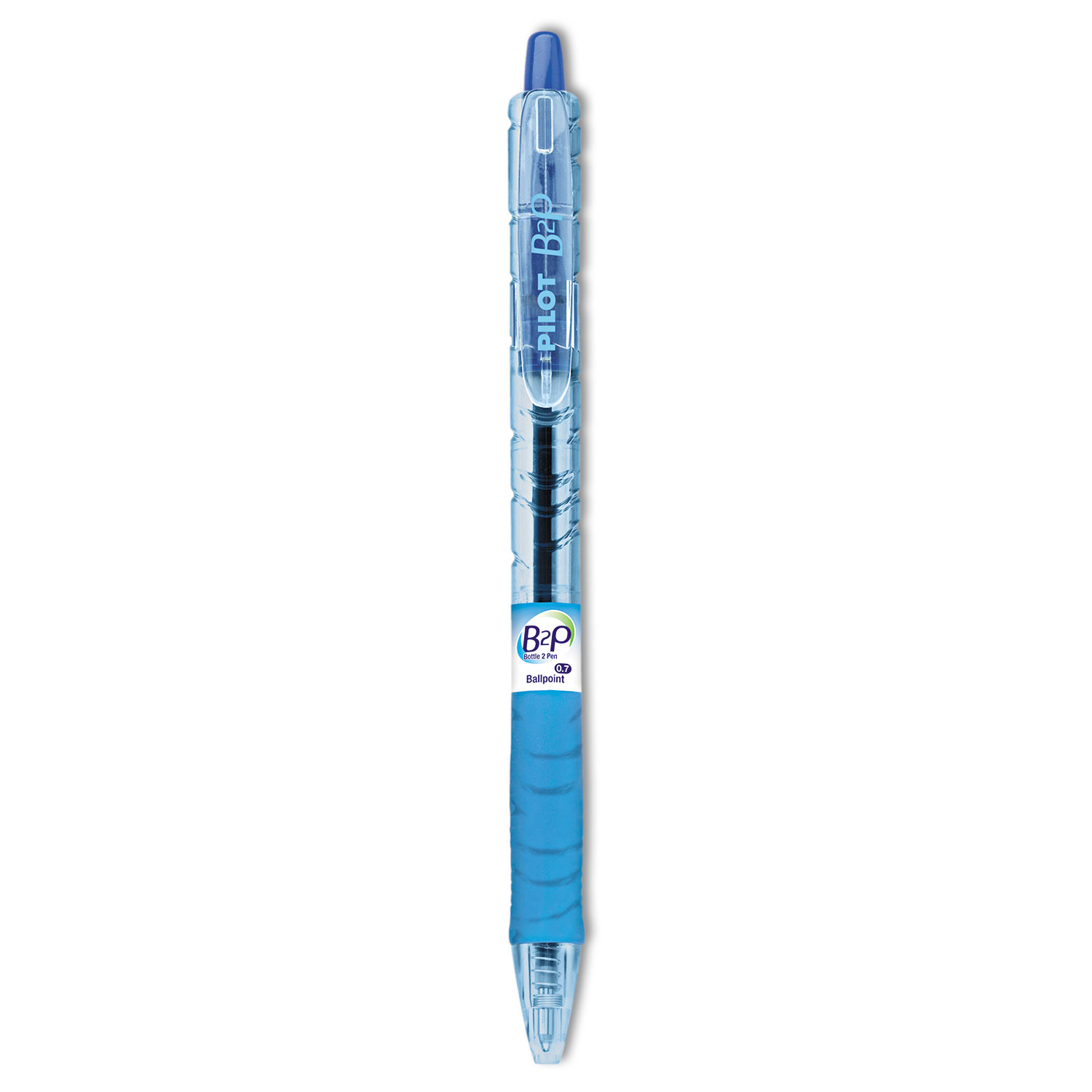  Pilot 32601 B2P Bottle-2-Pen Retractable Ballpoint Pen, 0.7mm, Blue Ink, Translucent Blue Barrel, Dozen (PIL32601) 