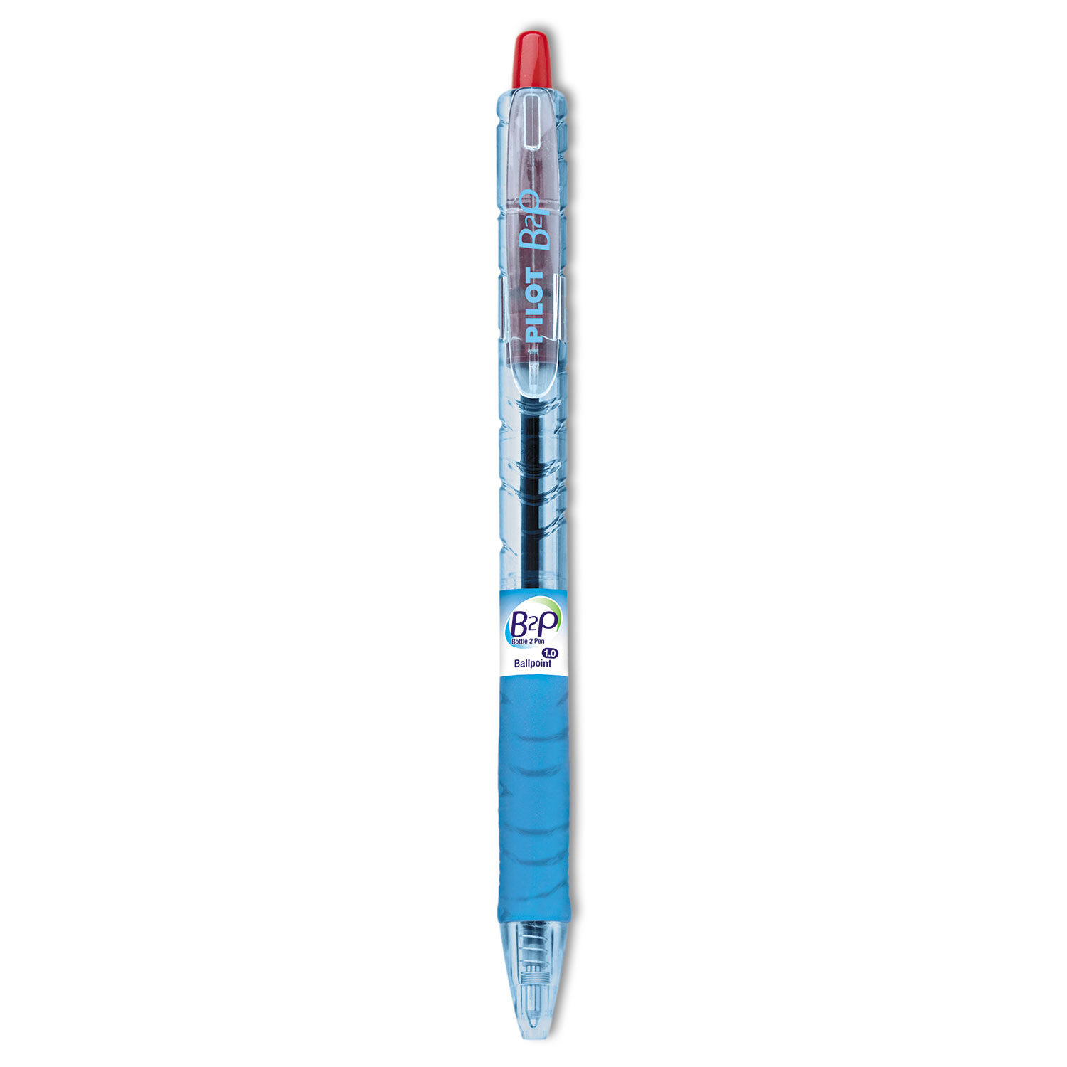  Pilot 32802 B2P Bottle-2-Pen Retractable Ballpoint Pen, 1mm, Red Ink, Translucent Blue Barrel, Dozen (PIL32802) 
