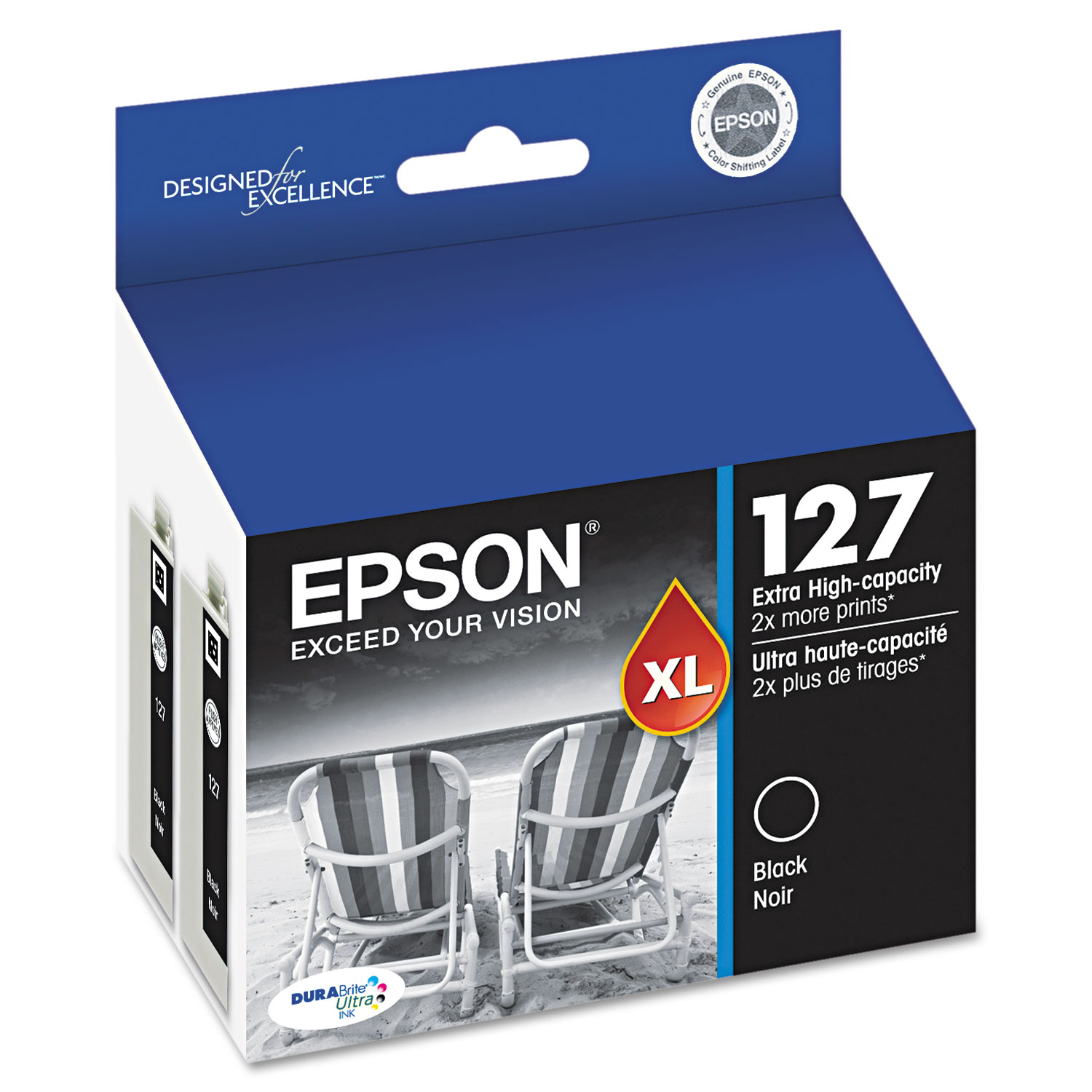  Epson T127120-D2 T127120D2 (127) DURABrite Ultra Extra High-Yield Ink, Black, 2/PK (EPST127120D2) 