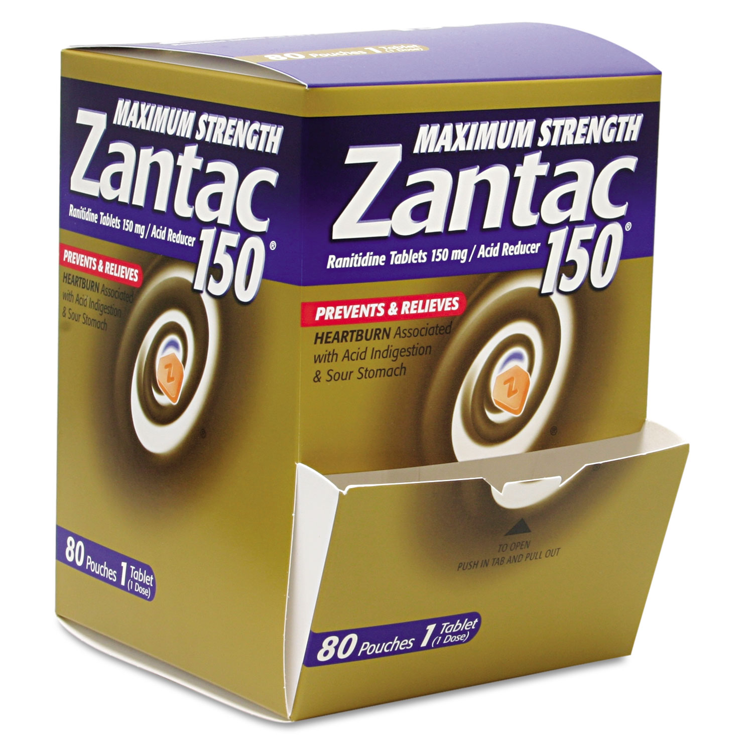  Zantac 3112 Maximum Strength 150mg Acid Reducer, 1 per Pack, 80 Packs/Box (PFYBXZA80) 