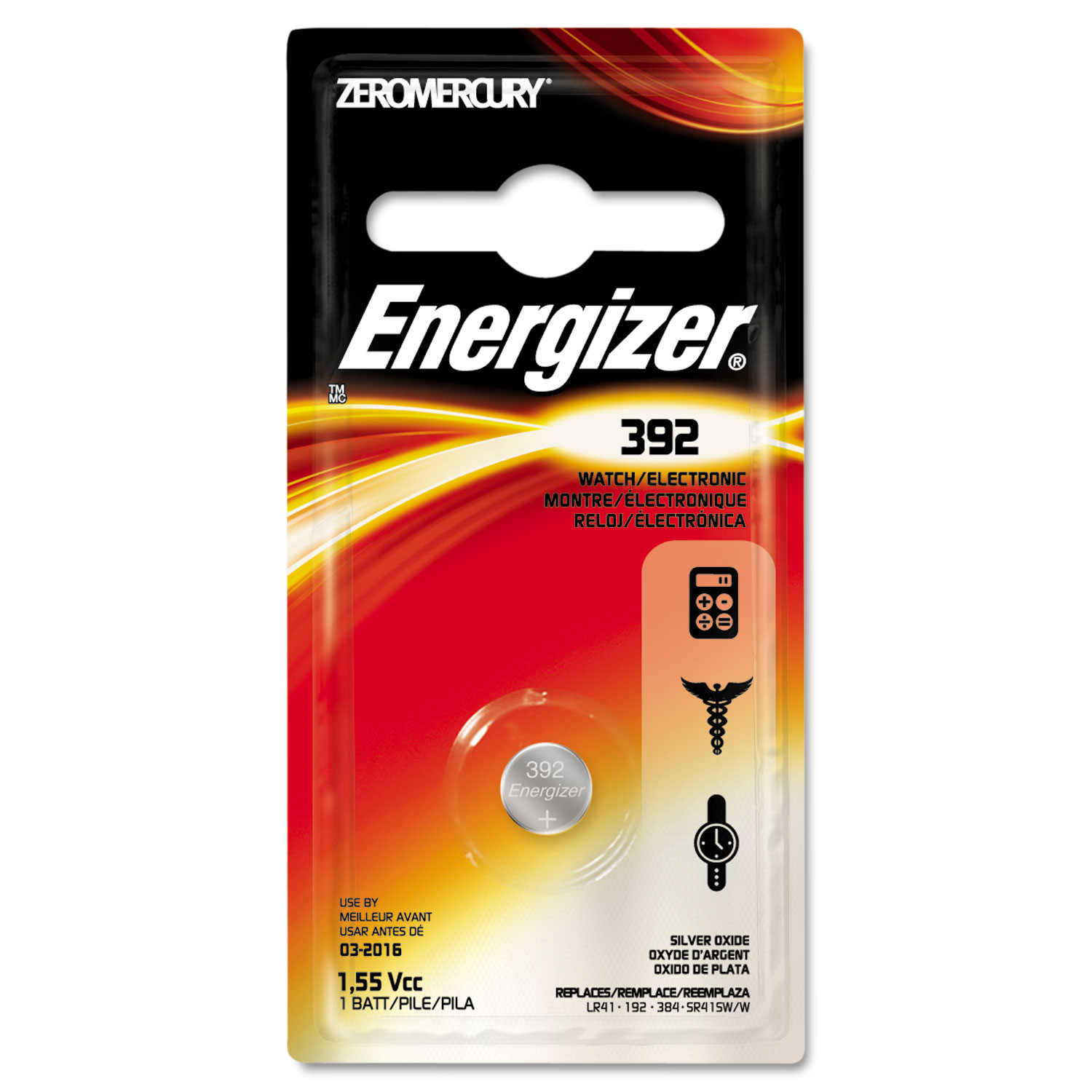  Energizer 392BPZ 392 Silver Oxide Button Cell Battery, 1.5V (EVE392BPZ) 