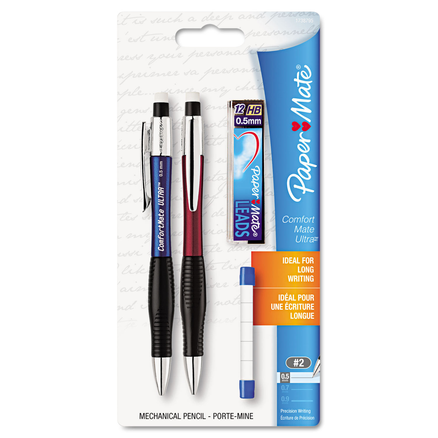  Paper Mate 1738795 ComfortMate Ultra Pencil Starter Set, 0.5 mm, HB (#2.5), Black Lead, Assorted Barrel Colors, 2/Pack (PAP1738795) 