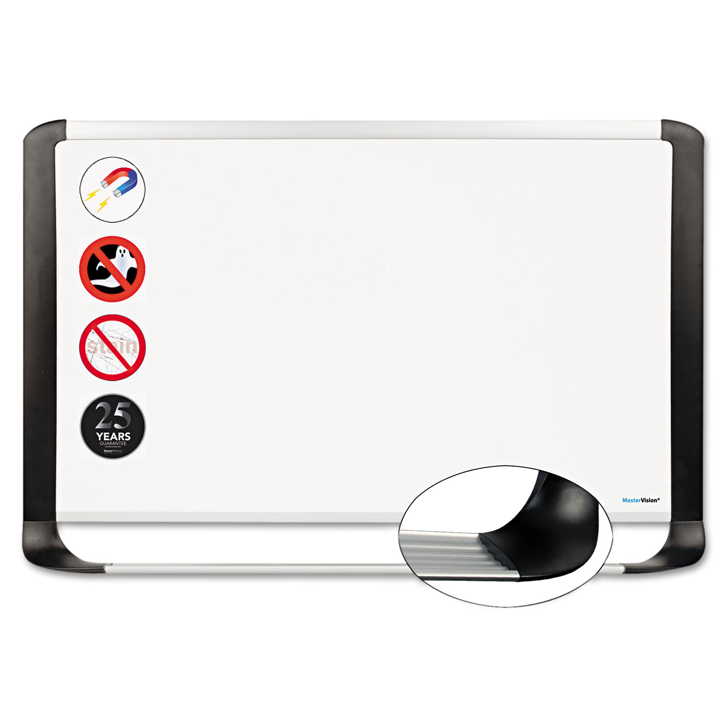  MasterVision MVI050401 Porcelain Magnetic Dry Erase Board, 36 x 48, White/Silver (BVCMVI050401) 