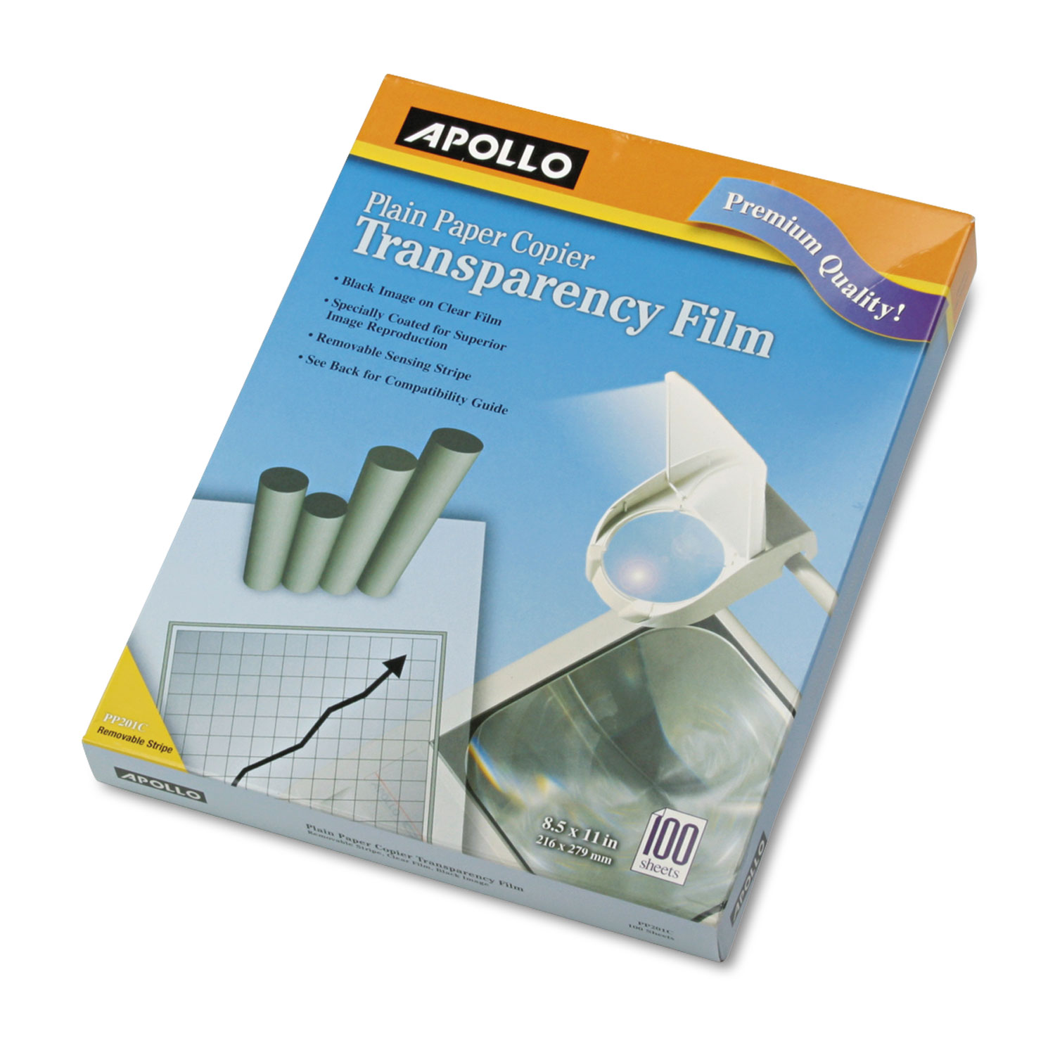 Plain Paper B/W Laser Transparency Film w/Handling Strip, Letter, Clear, 100/Box