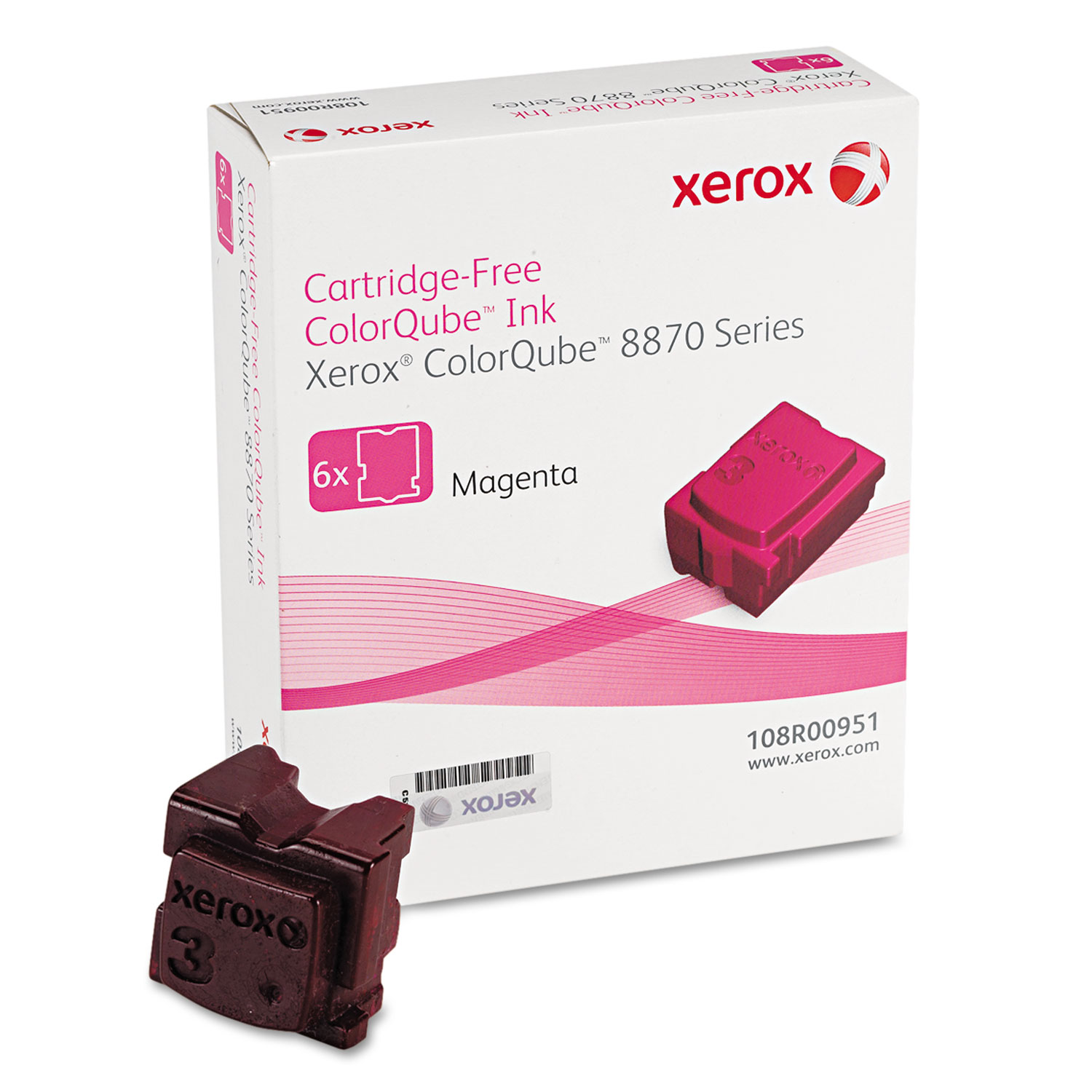  Xerox 108R00951 108R00951 Solid Ink Stick, 17300 Page-Yield, Magenta, 6/Box (XER108R00951) 