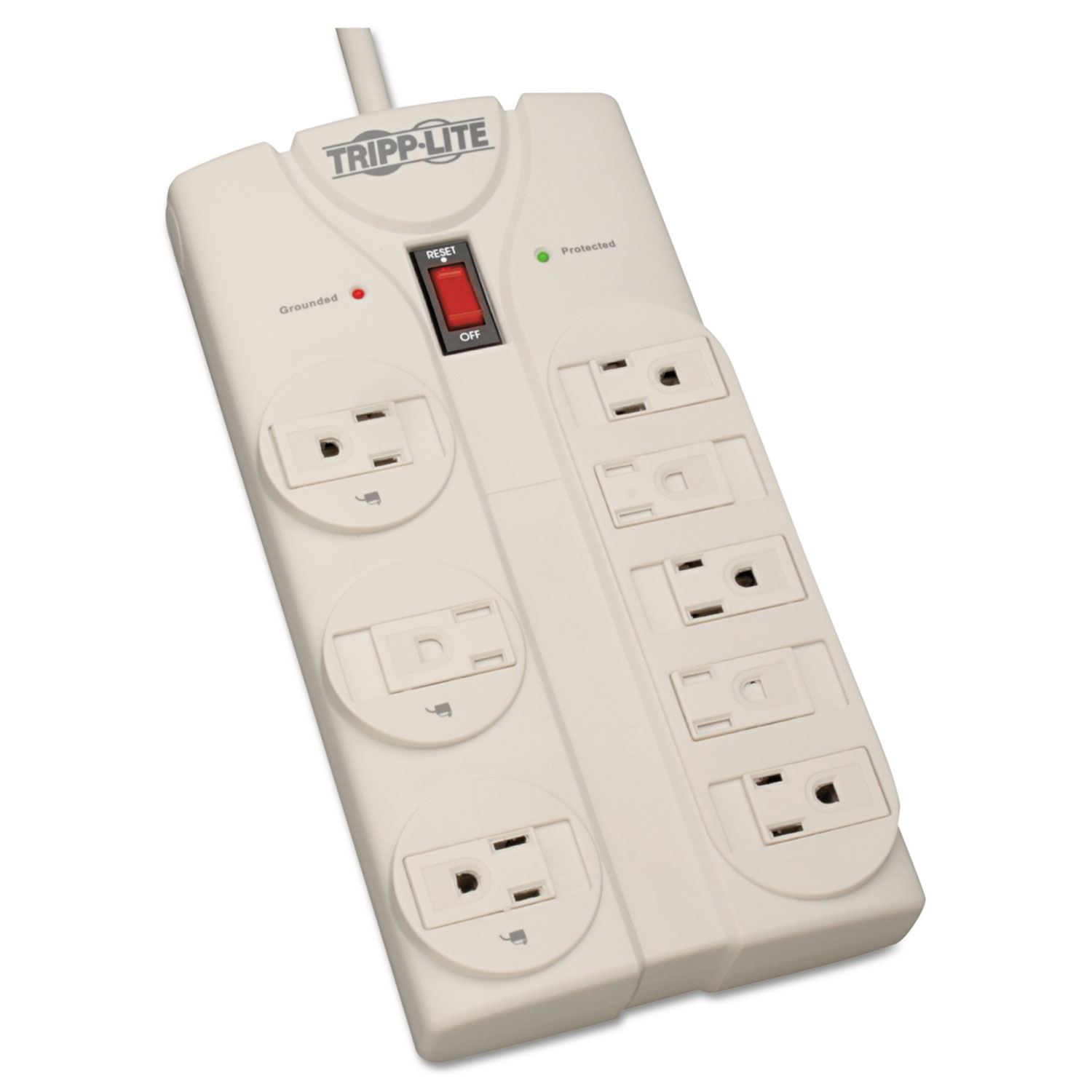 Protect It! Surge Protector, 8 Outlets, 8 ft. Cord, 1440 Joules, Light Gray
