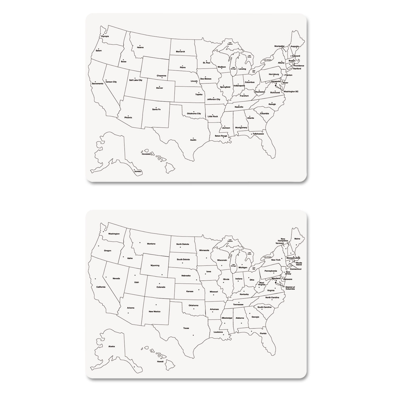 Two-Sided U.S. Map Whiteboard, 24 x 18