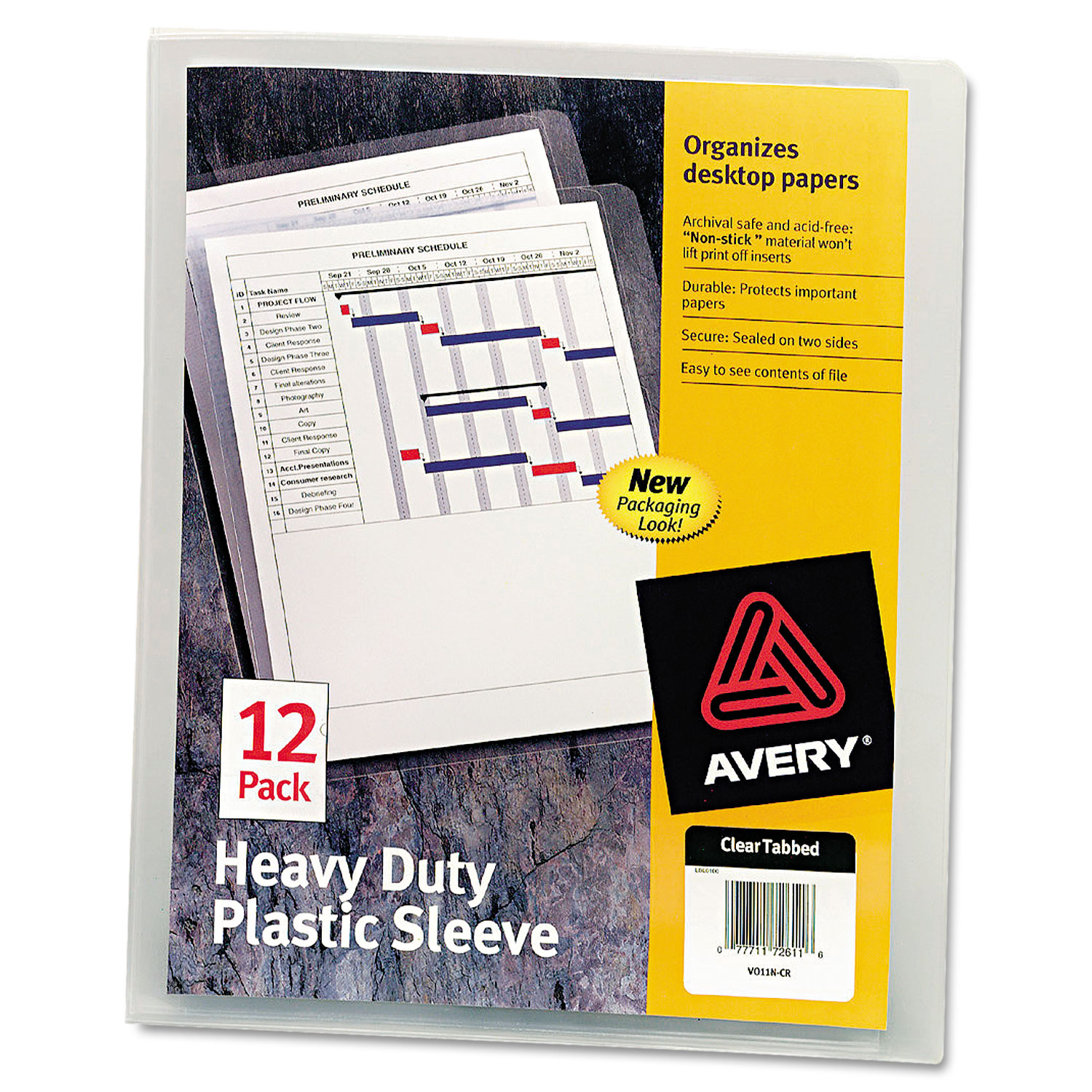  Avery 72611 Heavy-Duty Plastic Sleeves, Letter Size, Clear, 12/Pack (AVE72611) 