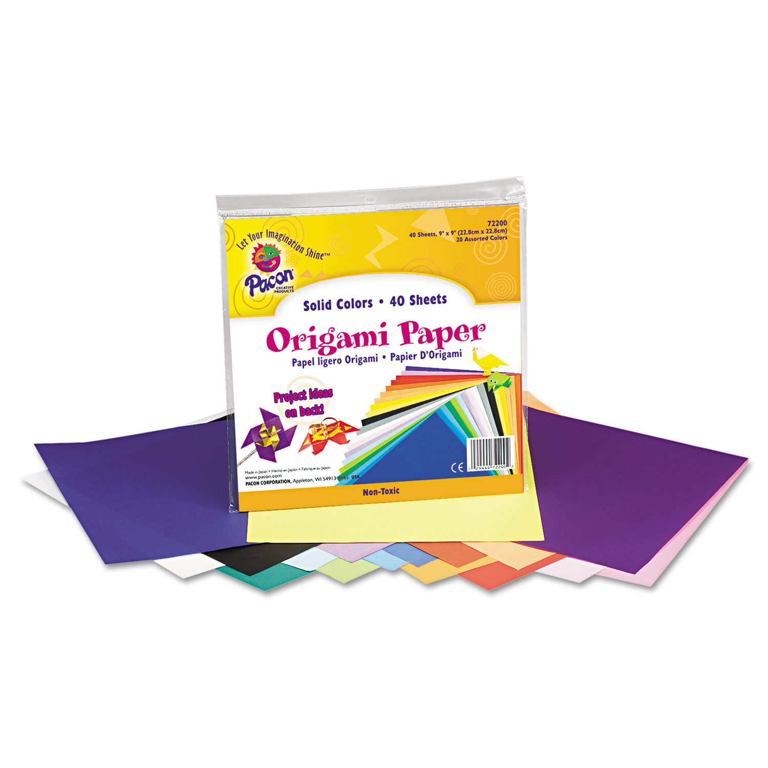  Pacon 72200 Origami Paper, 30lb, 9 x 9, Assorted Bright Colors, 40/Pack (PAC72200) 