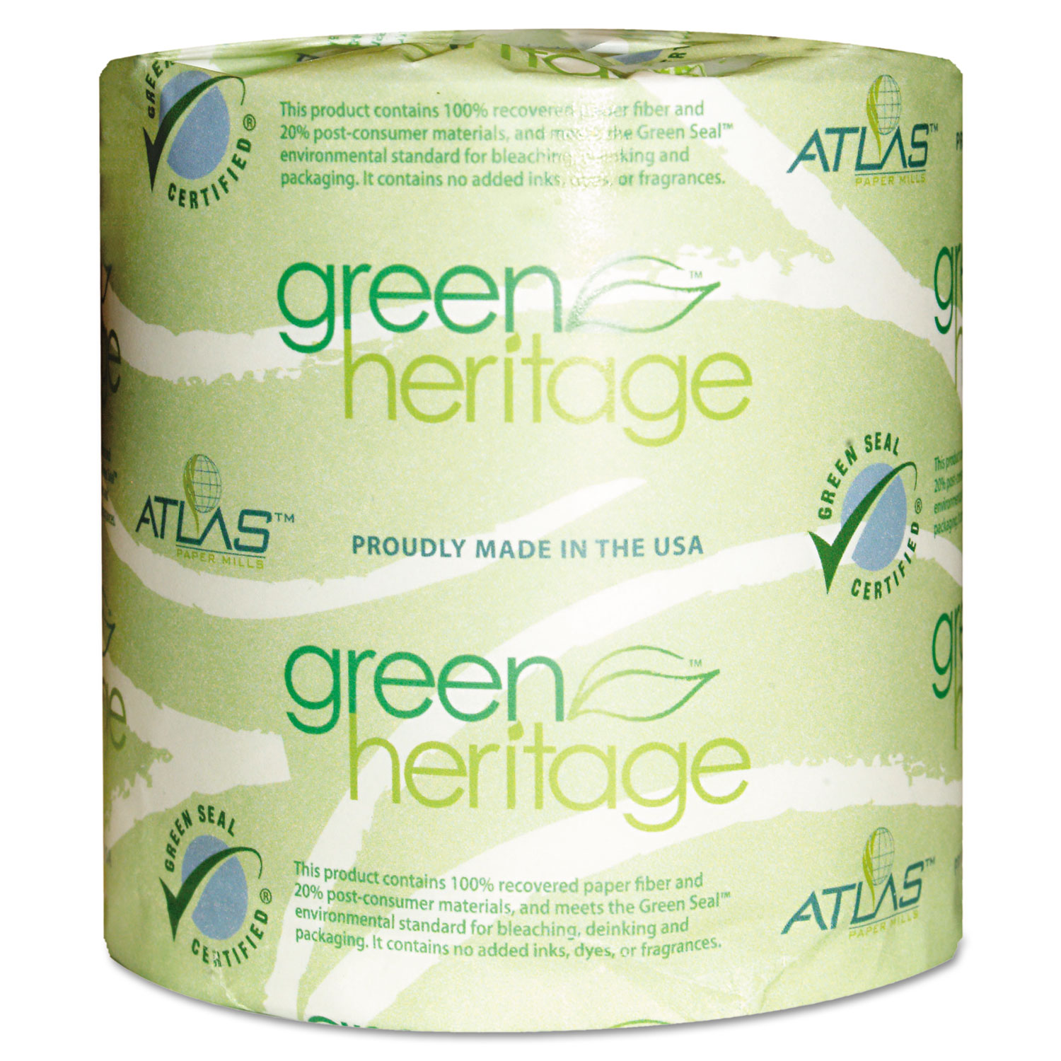 Green Heritage Toilet Tissue, 4.4 x 4.4 Sheets, 2-Ply, 500/Roll, 80 Rolls/CT