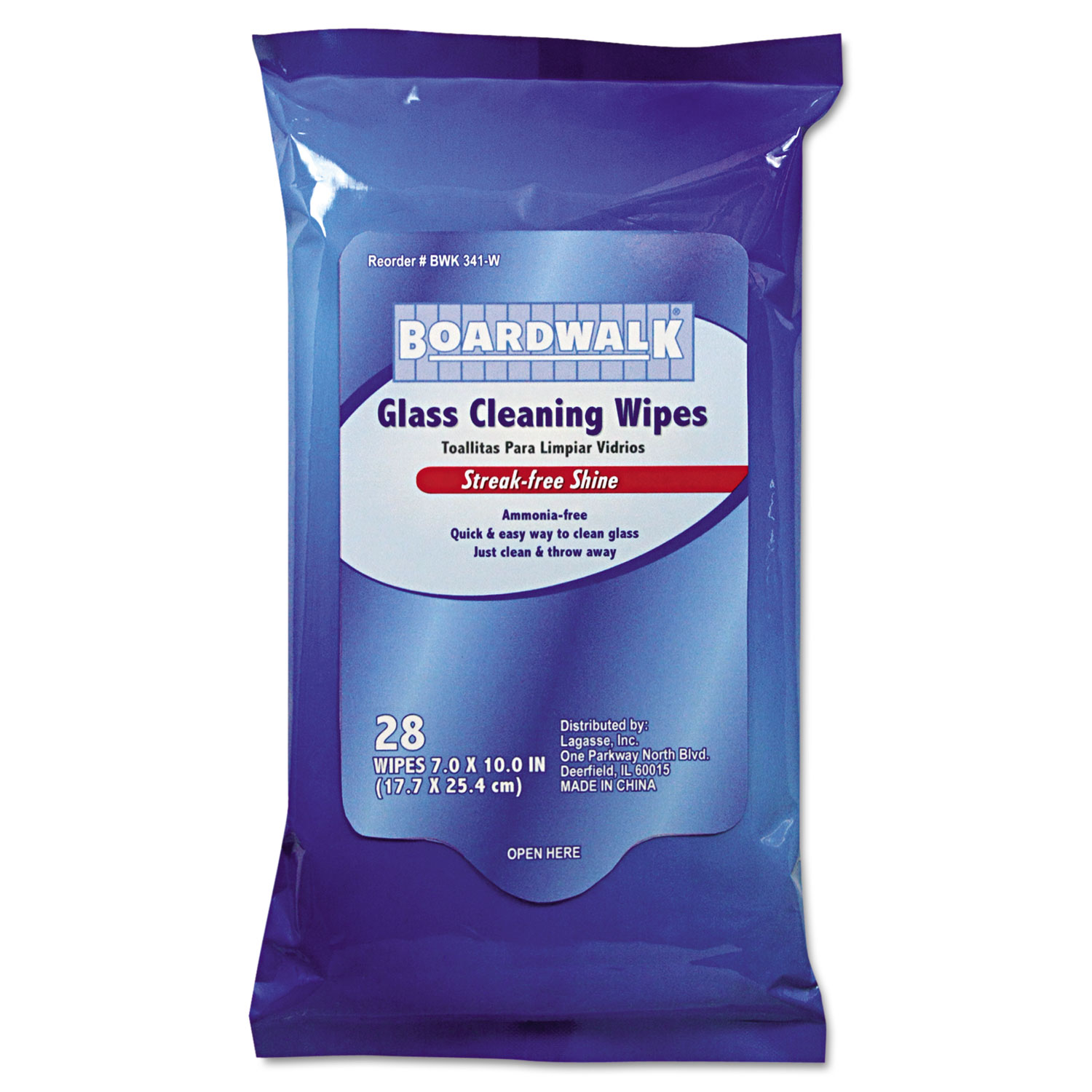 Glass Wipes, 10 x 7, 28/Pack, 12 Packs/Carton