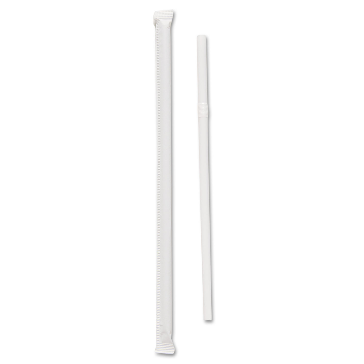 Wrapped Jumbo Flexible Straws, Polypropylene, 7 5/8