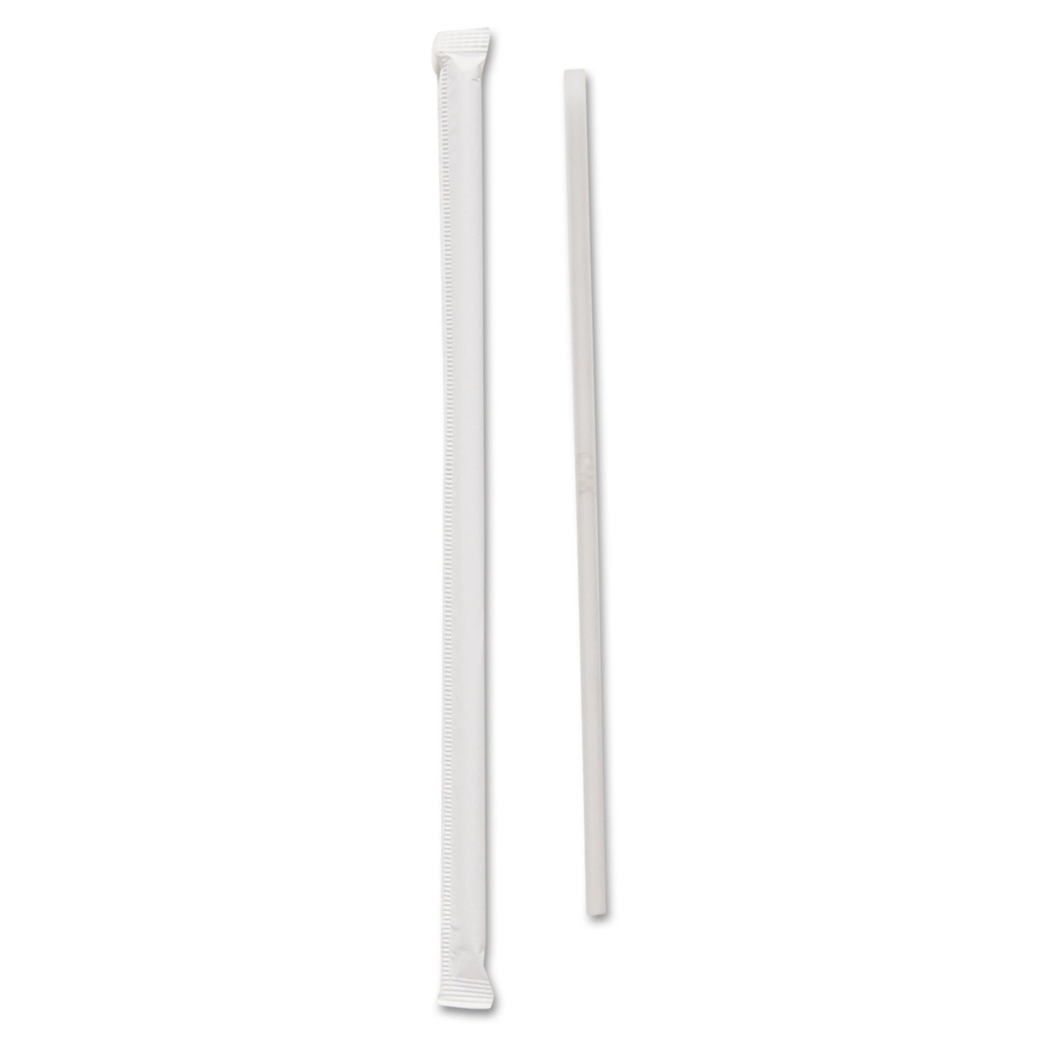 Wrapped Jumbo Straws, Polypropylene, 7 3/4 Long, Translucent, 500/Pack
