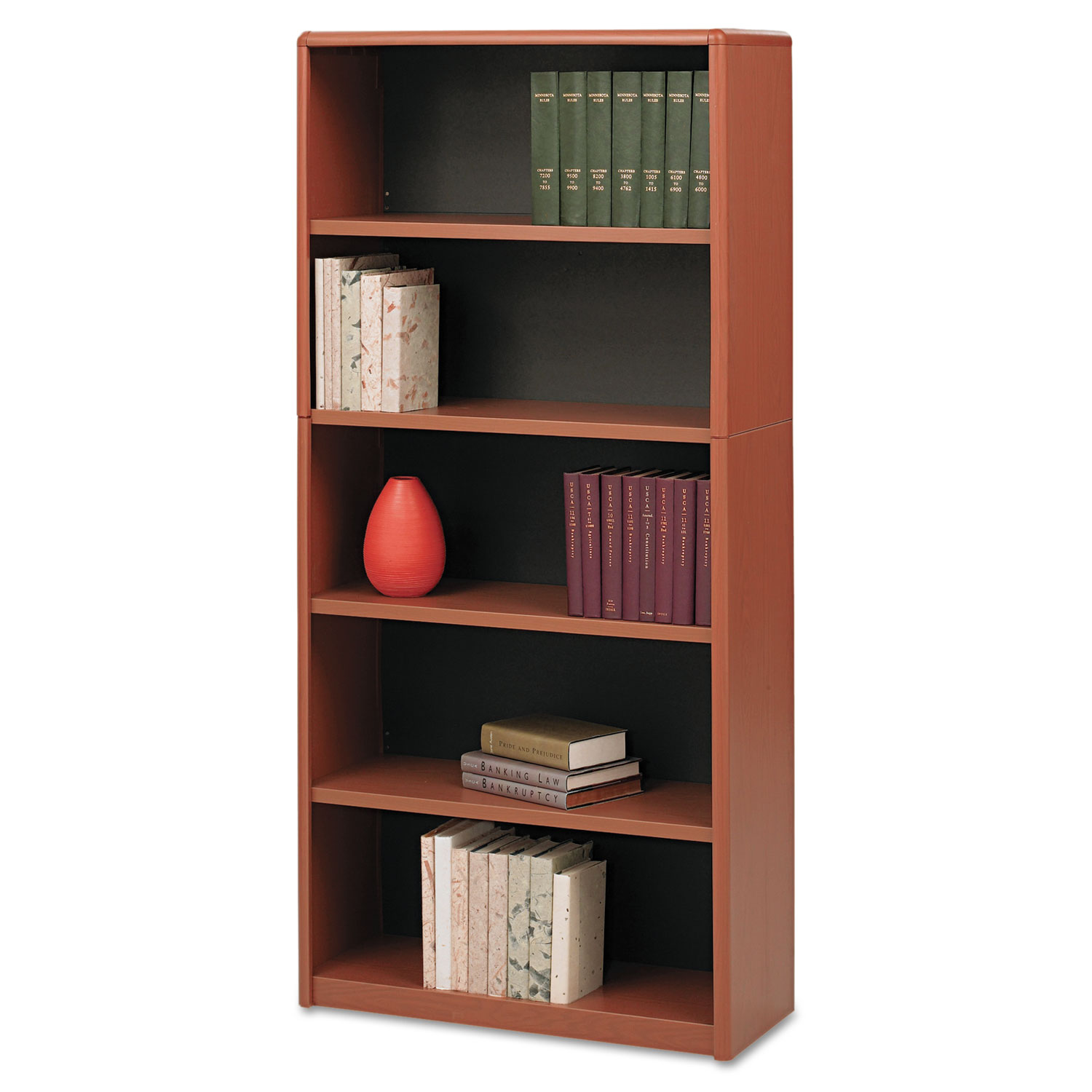  Safco 7173CY Value Mate Series Metal Bookcase, Five-Shelf, 31-3/4w x 13-1/2d x 67h, Cherry (SAF7173CY) 