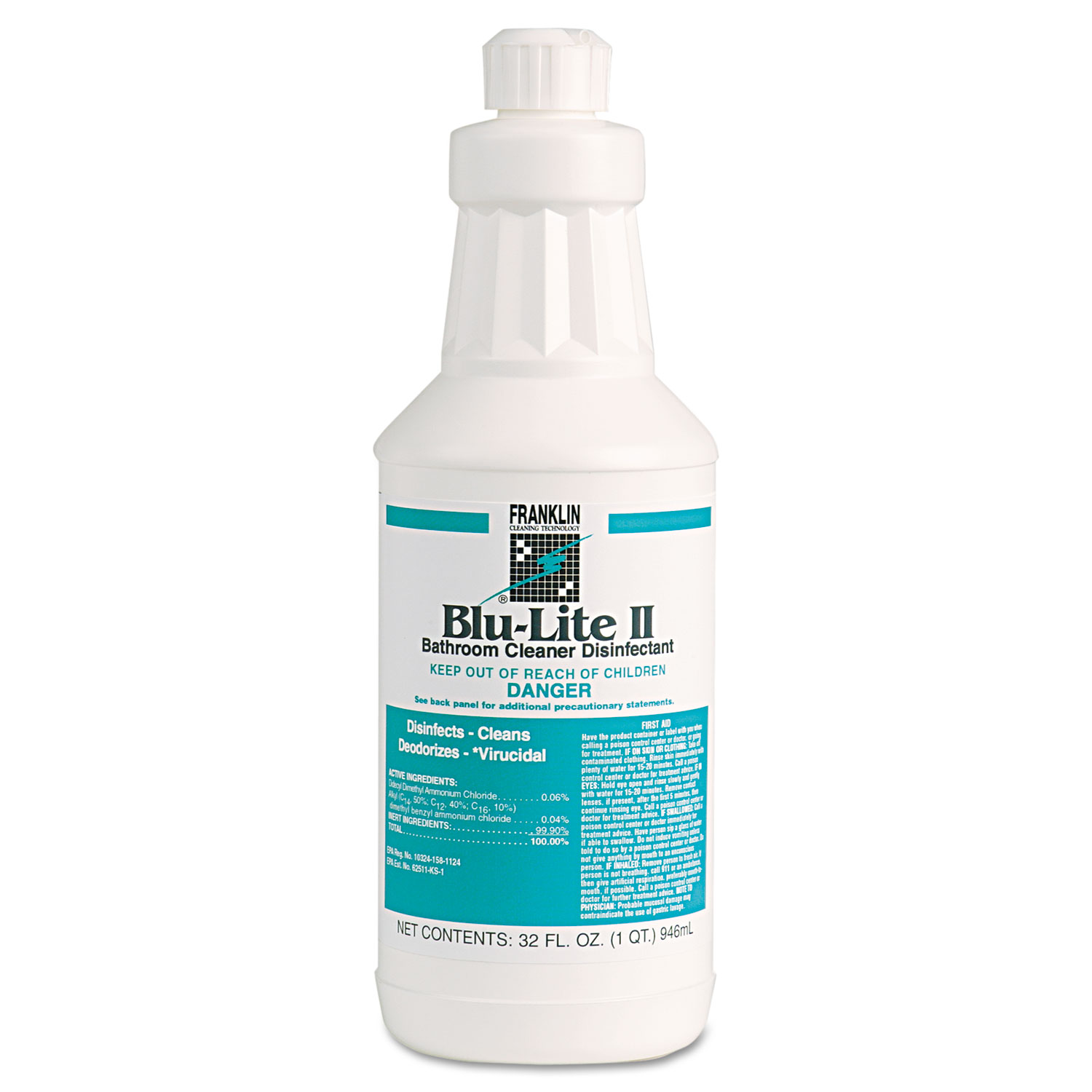 Blu-Lite II Bathroom Cleaner Disinfectant, 32oz Bottle, 12/CT