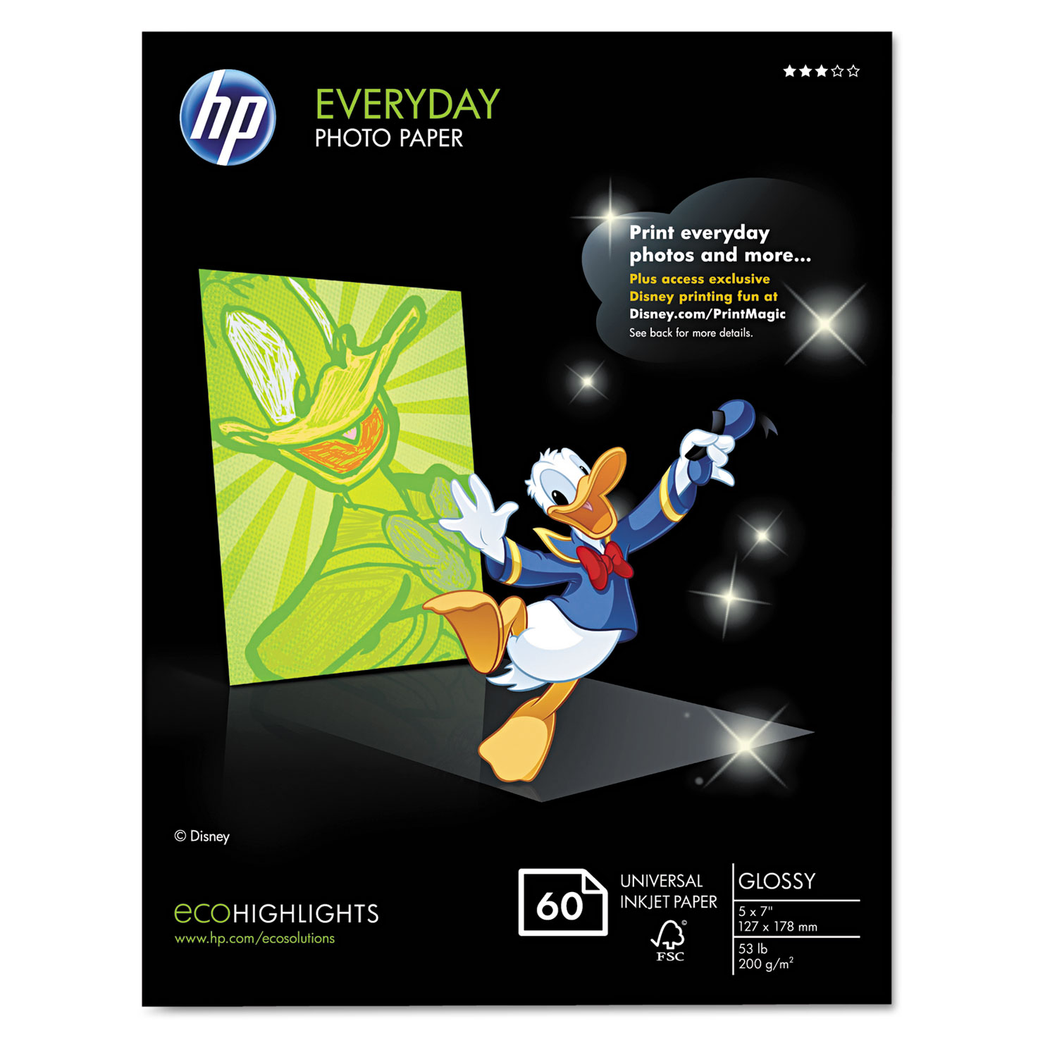 Everyday Photo Paper, Glossy, 5 x7, 60 Sheets/Pack