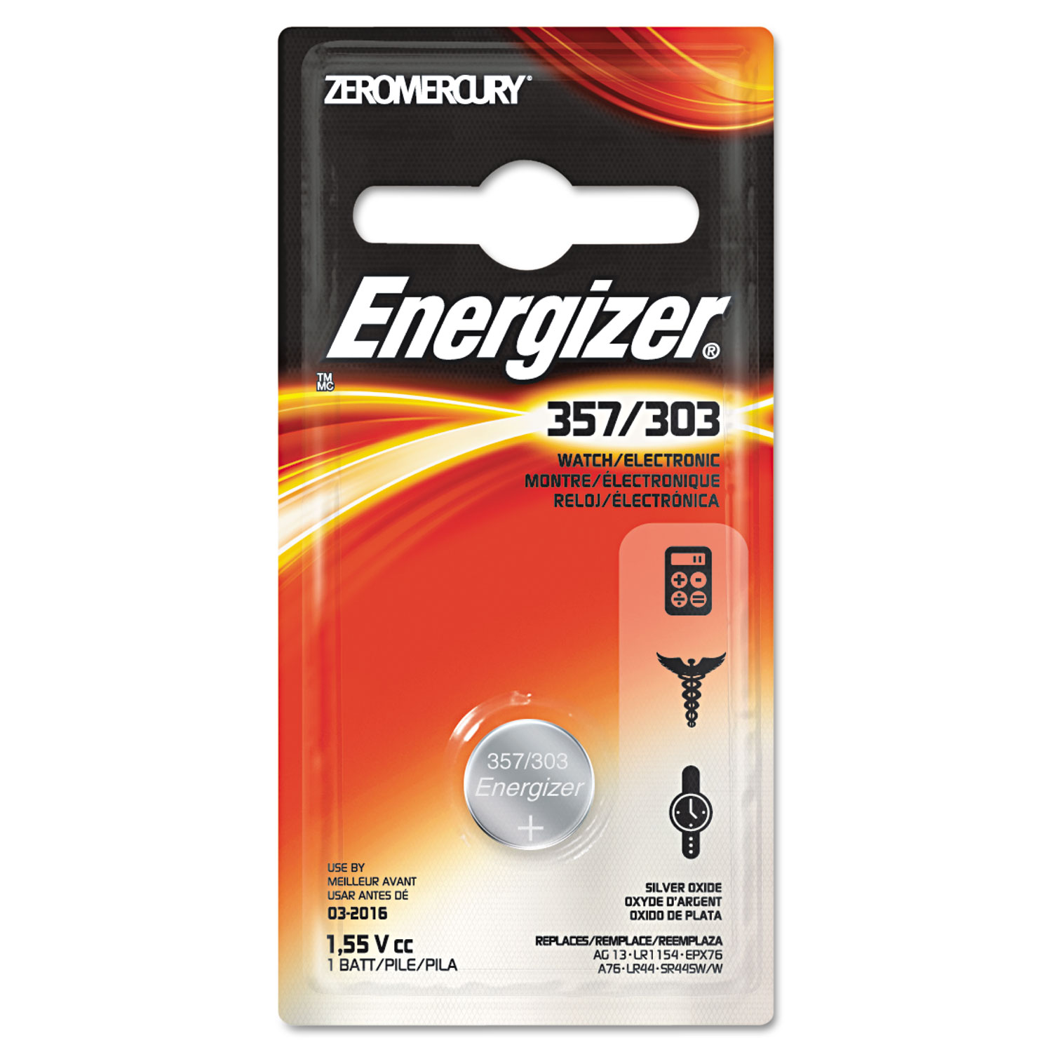 Watch/Electronic Battery, SilvOx, 357, 1.5V, MercFree