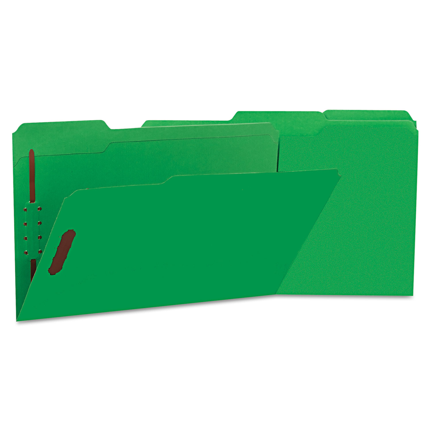 Deluxe Reinforced Top Tab Folders, 2 Fasteners, 1/3 Tab, Legal, Green, 50/Box