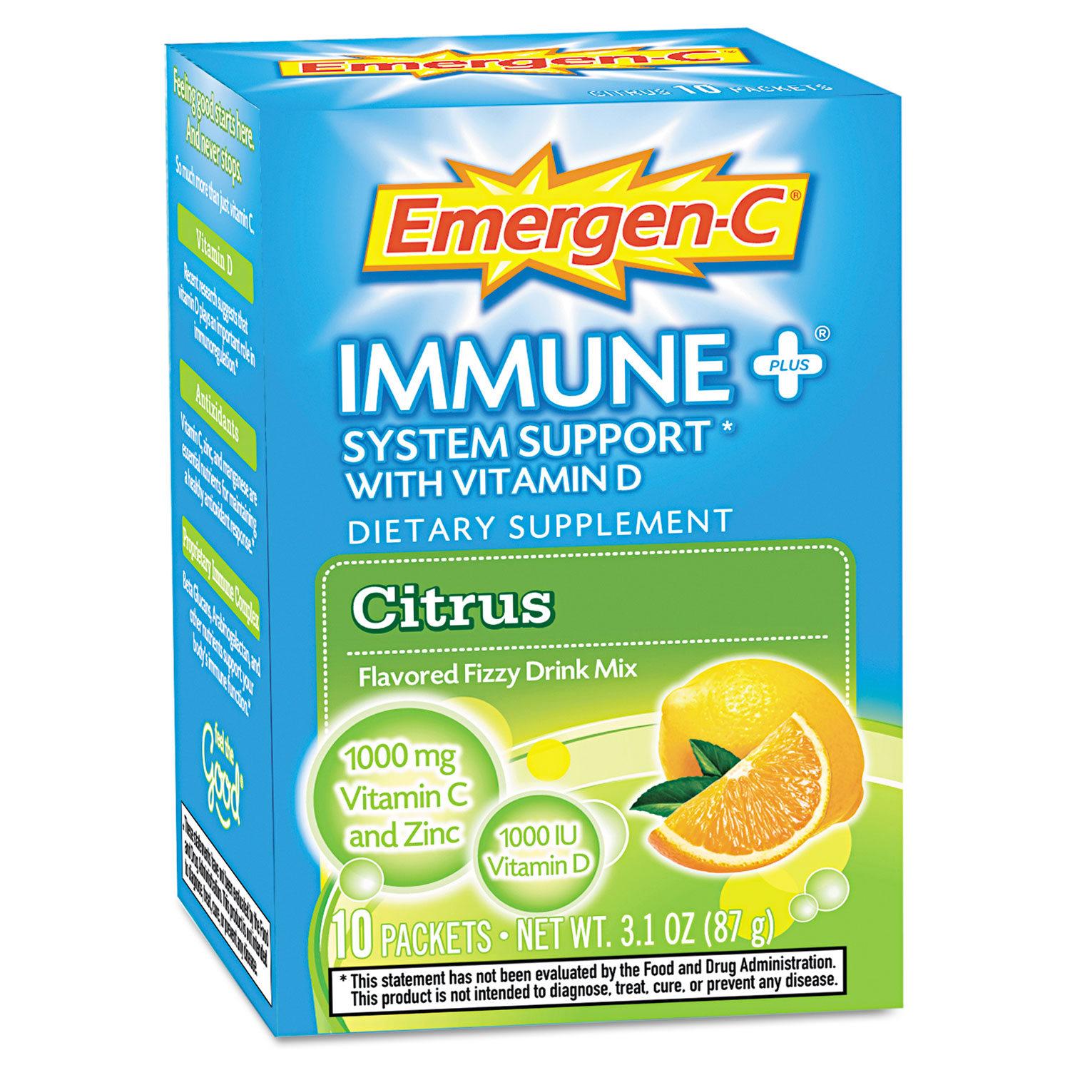  Emergen-C EF008 Immune+ Formula, .3oz, Citrus, 10/Pack (ALA100008) 
