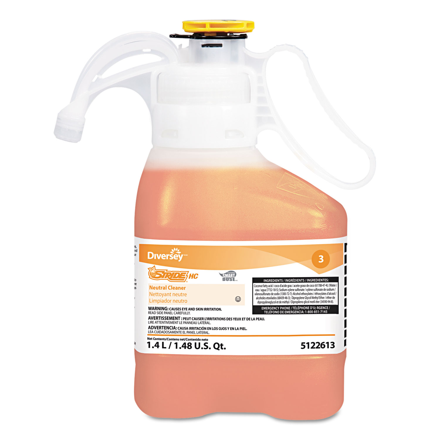  Diversey 95122613 Stride Neutral Cleaner, Citrus Scent, 1.4 mL, 2 Bottles/Carton (DVO95122613) 