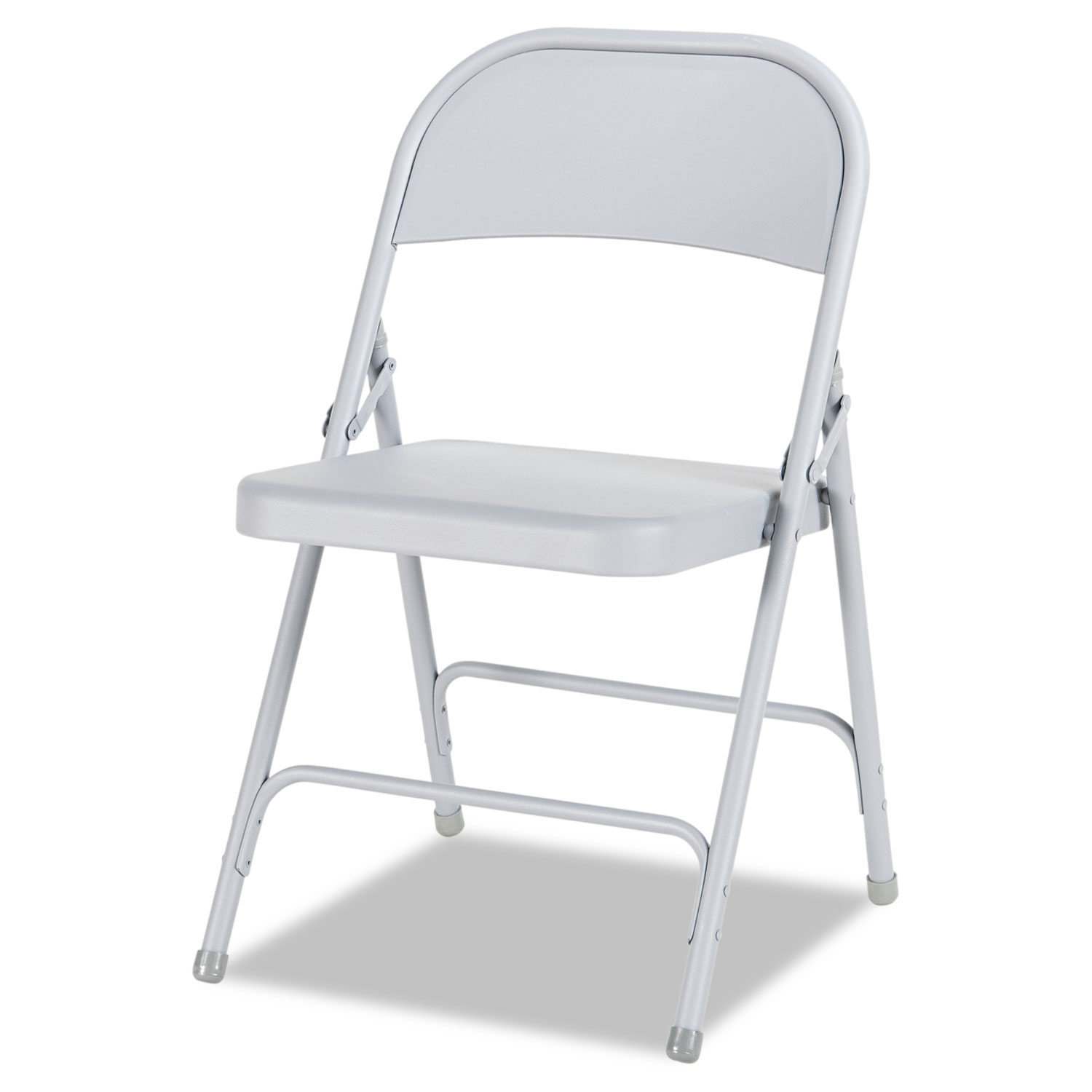Steel Folding Chair with Two-Brace Support, Light Gray, 4/Carton