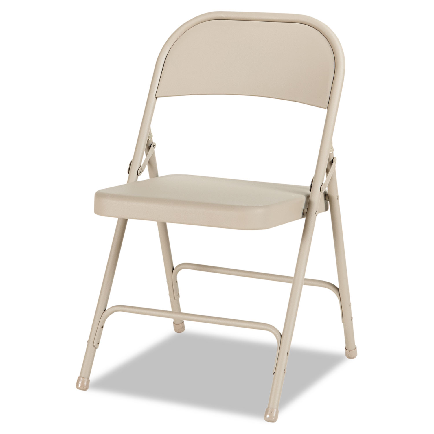 Steel Folding Chair with Two-Brace Support, Tan, 4/Carton