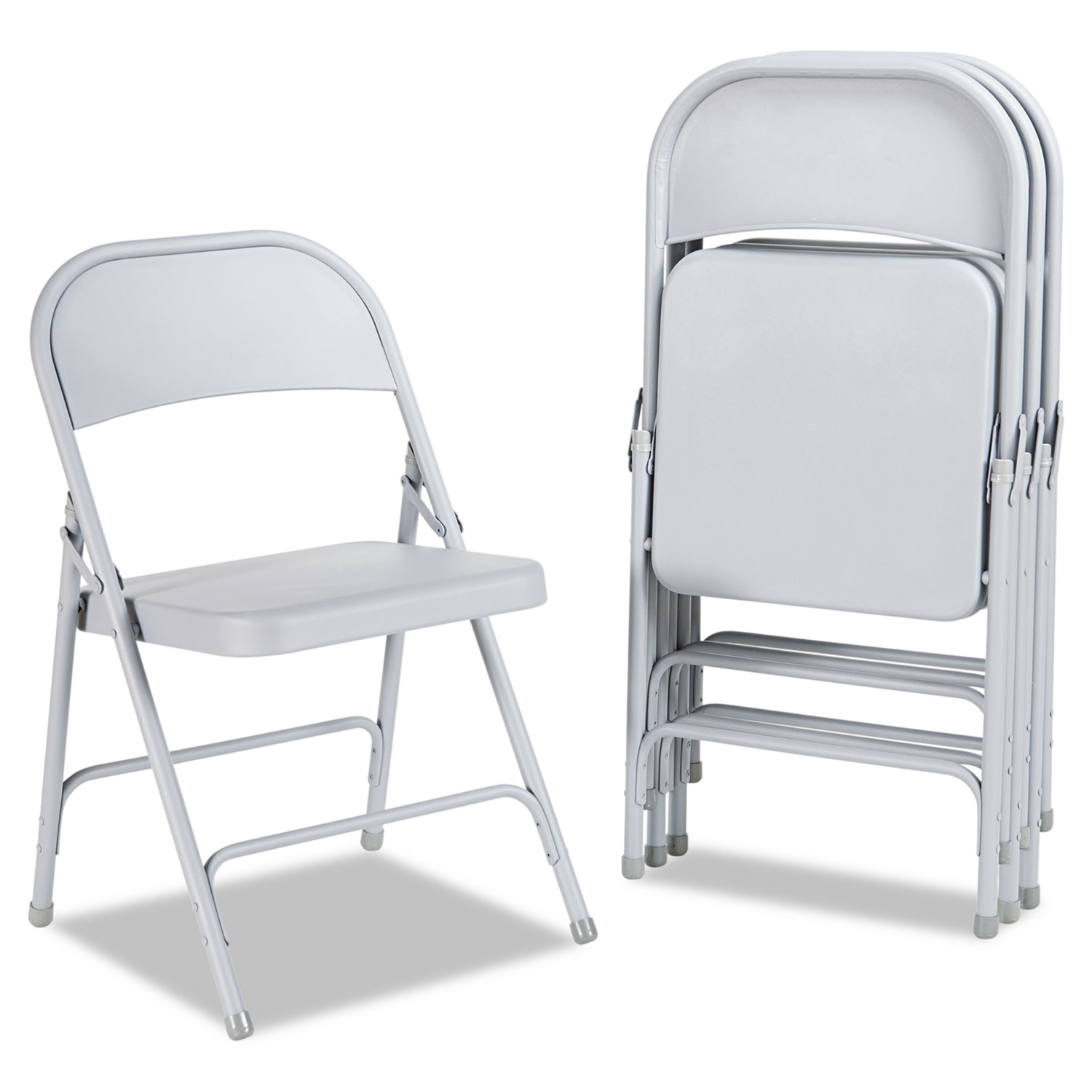 Steel Folding Chair With Two Brace Support Light Gray Seat Light Gray Back Light Gray Base 4 Carton